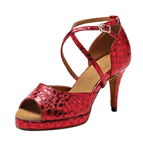 DKZSYIM Women's Latin Dance Shoes - Professional Ballroom Practice & Performance Shoes with Comfortable Heel (Model YCL391) for Salsa, Tango, Bachata & Social Dancing