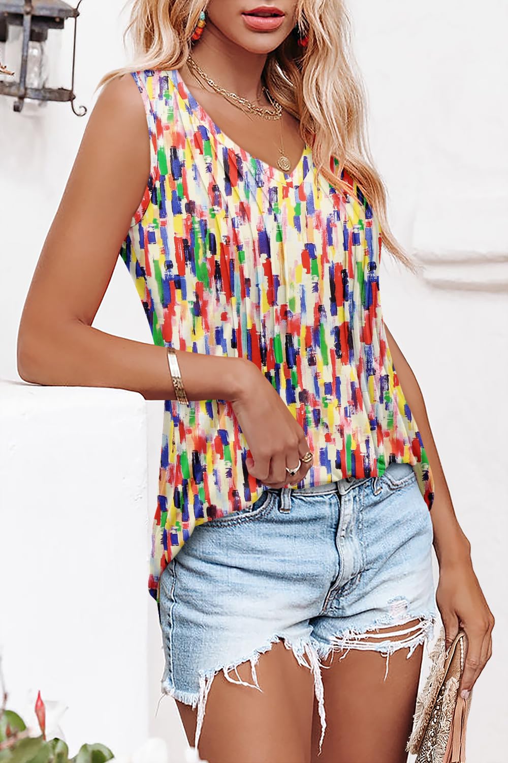 ROSELINLIN Women's Floral Sleeveless Tank Tops - Summer Tunic Tops for Casual Wear, Beach Outfits & Vacation Style