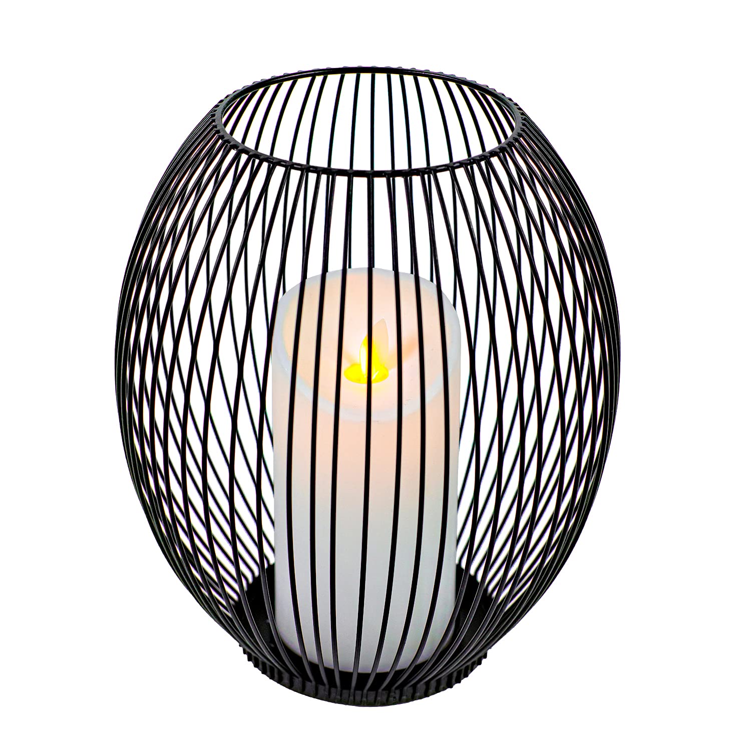 OLEEK Large Metal Candle Holder - Outdoor & Indoor Iron Lantern for Patio, Garden, Table Decor - Decorative Pillar Candle Stand for Home, Wedding, Restaurant Ambiance Lighting