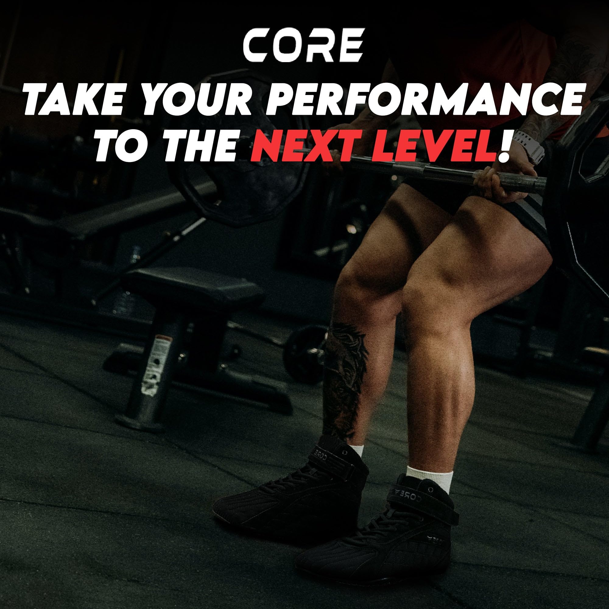 **CORE Bodybuilding Shoes for Men & Women - Non-Slip Weightlifting Shoes for Powerlifting, Deadlifting & Squatting - Flat Sole Gym Training Shoes with Arch Support - Ideal for CrossFit, Strength Training & Workouts**
