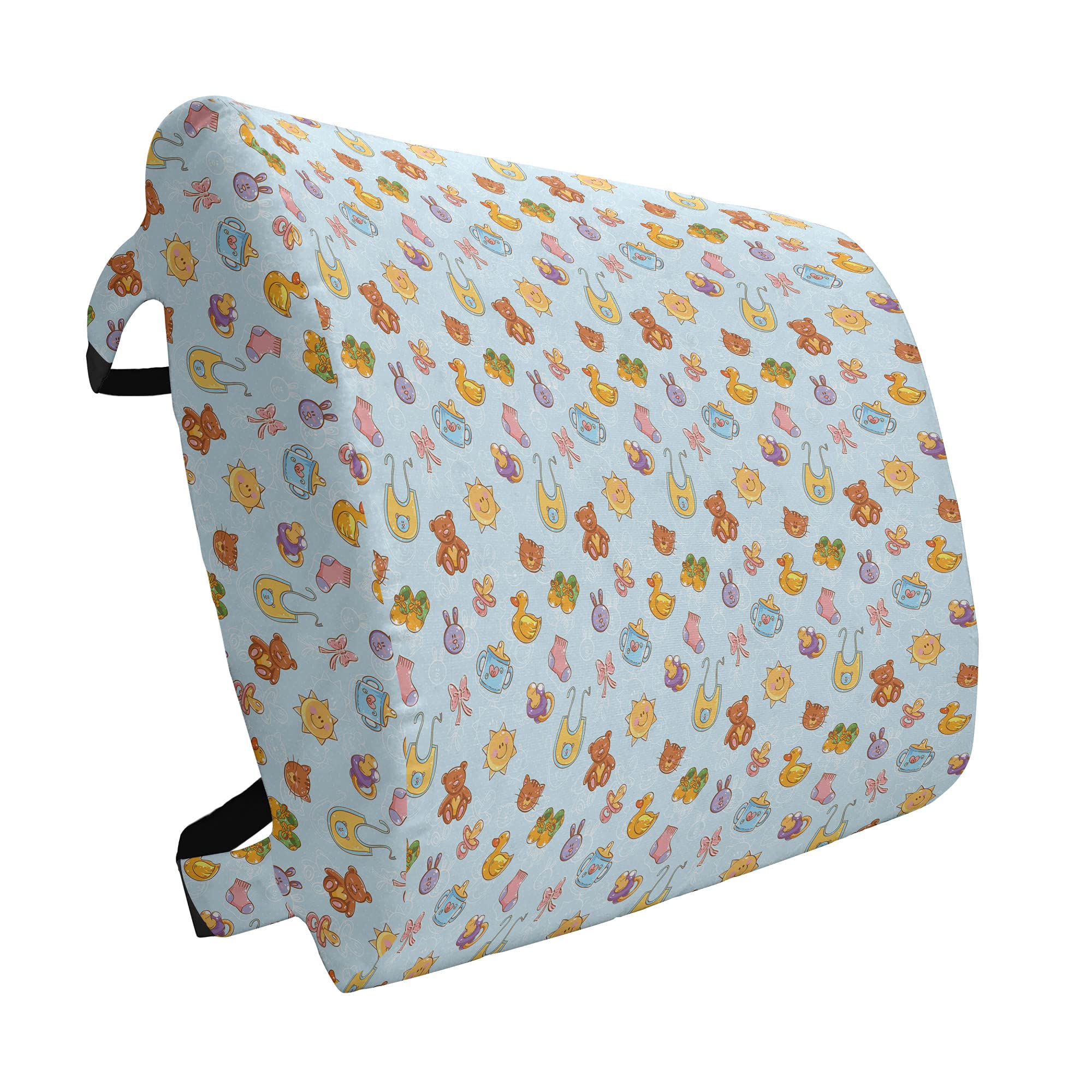 Ambesonne Cartoon Lumbar Support Pillow with Sun Teddy Bear Design - High Density Foam for Office Chair & Car Seat - 14
