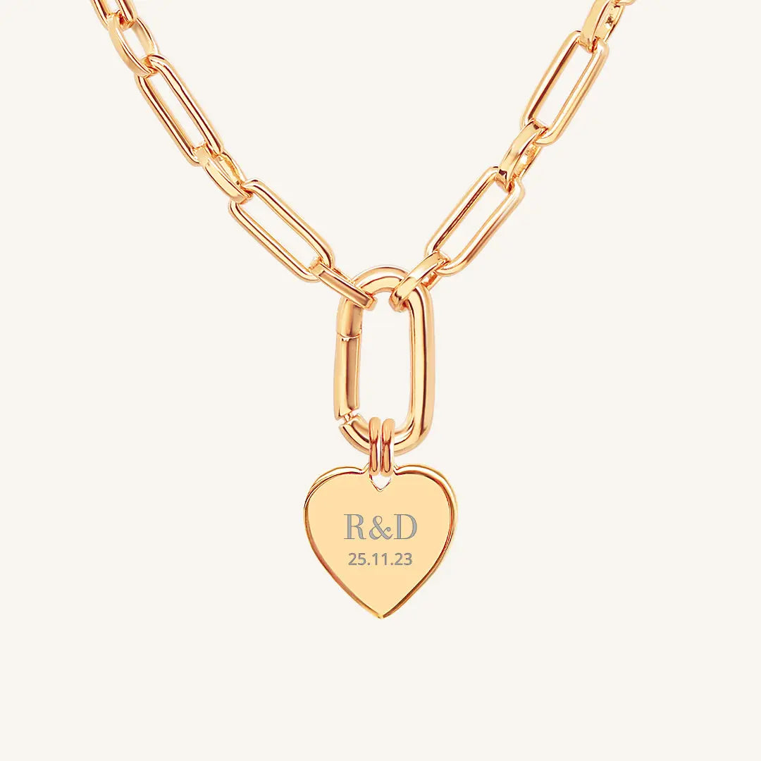 Etch Behold Heart Necklace - Personalized Engraved Jewelry for Women - Perfect Gift for Valentine's Day, Anniversary & Romantic Occasions