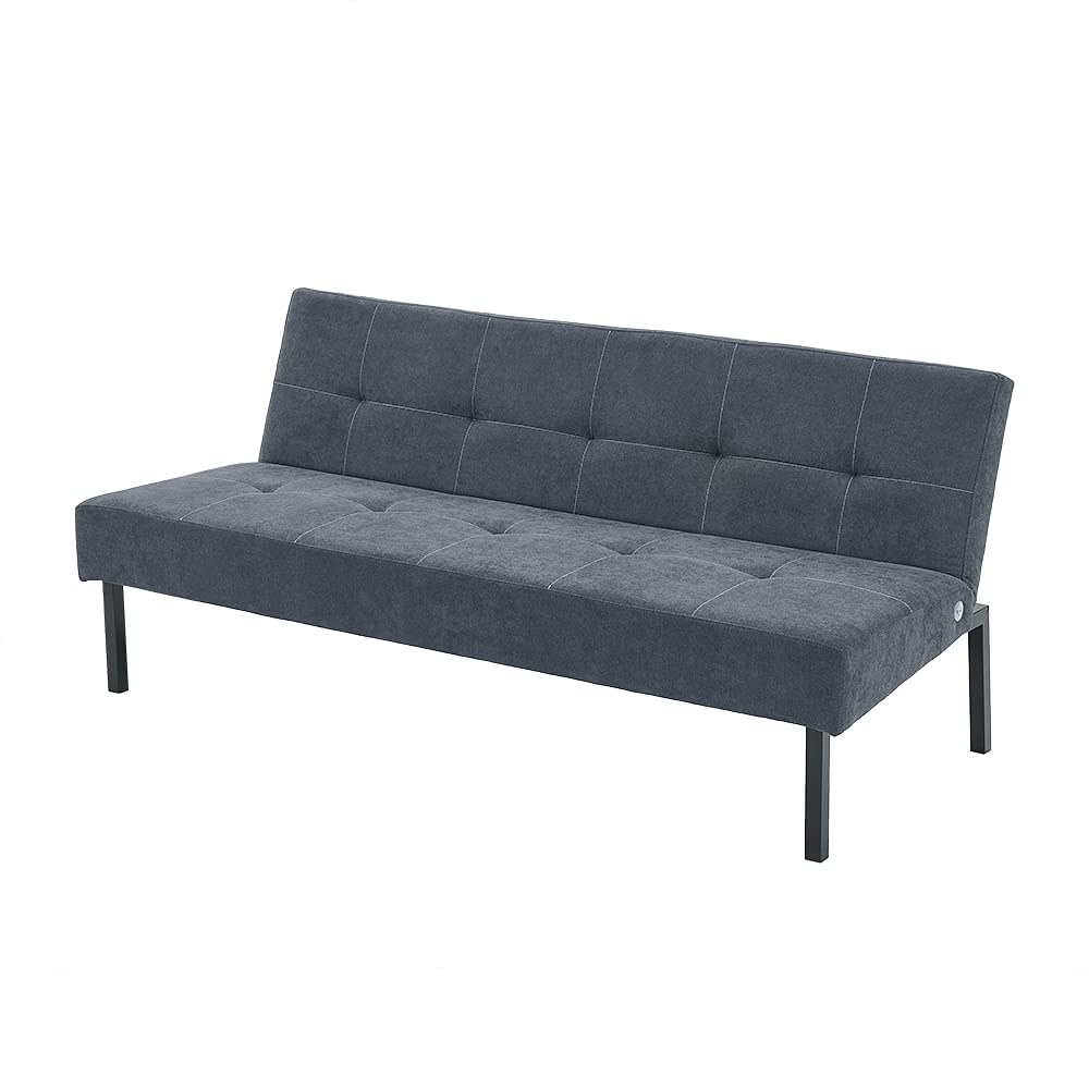 Modern Convertible Futon Sofa Bed for Small Spaces - Grey Sleeper Couch for Living Room, Apartment, Dorm | Space-Saving Multi-Functional Furniture for Guests & Daily Use