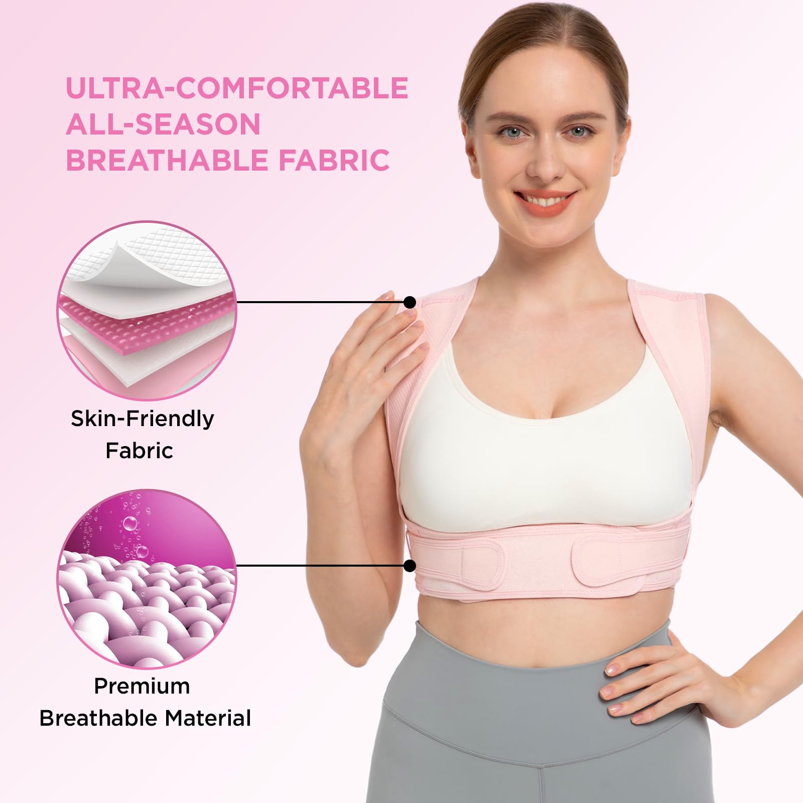 Best Posture Corrector for Women & Men - Adjustable Back Brace for Clavicle Support, Neck & Shoulder Pain Relief - Large/XLarge Pink - Improve Posture at Work, Gym & Daily Activities