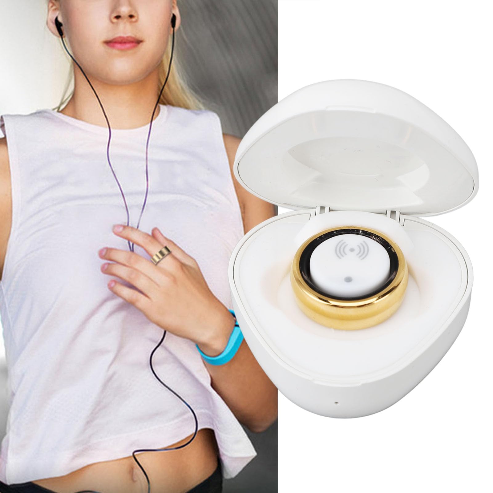 Smart Health Ring - Sports Aluminum Alloy Fitness Tracker with Pedometer in Gold (Size 22) | Stylish Activity Monitor for Workouts, Running & Daily Health Tracking | Perfect as Engagement Ring or Gift