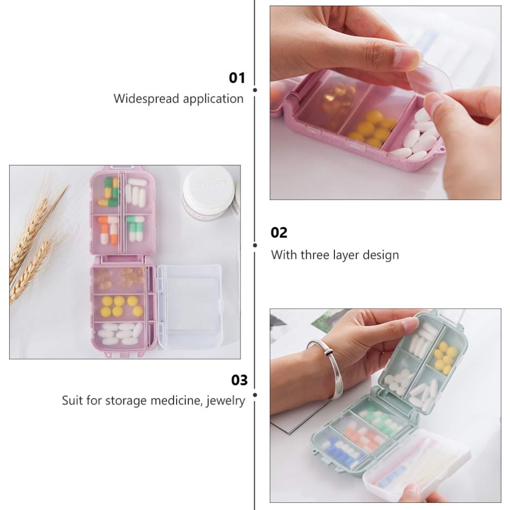 2 Pack Plastic Pill Organizer Travel Medicine Case - Portable Pill Box Storage Container for Daily Medication, Vitamins & Supplements - Perfect for Home, Office, Travel & Emergency Kits