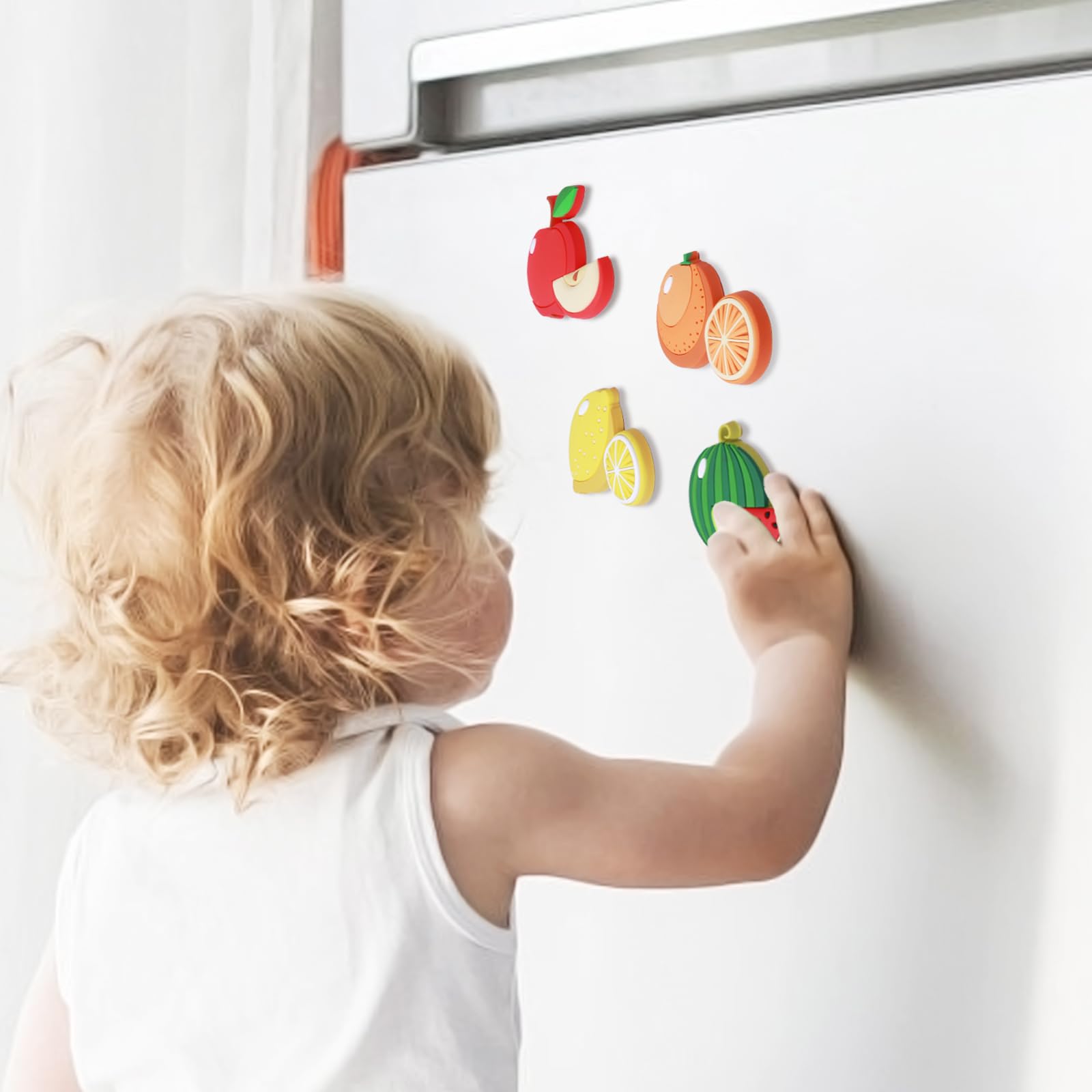 SUPINEEDO Strong Magnetic Rubber Fridge Magnets for Toddlers 1-3 Years - Cute Fruit Shaped Refrigerator Magnets for Kids, Baby Learning Toys & Children's Gifts - Perfect for Whiteboards, Fridges, Dishwashers & Ovens (Educational Play & Kitchen Fun)