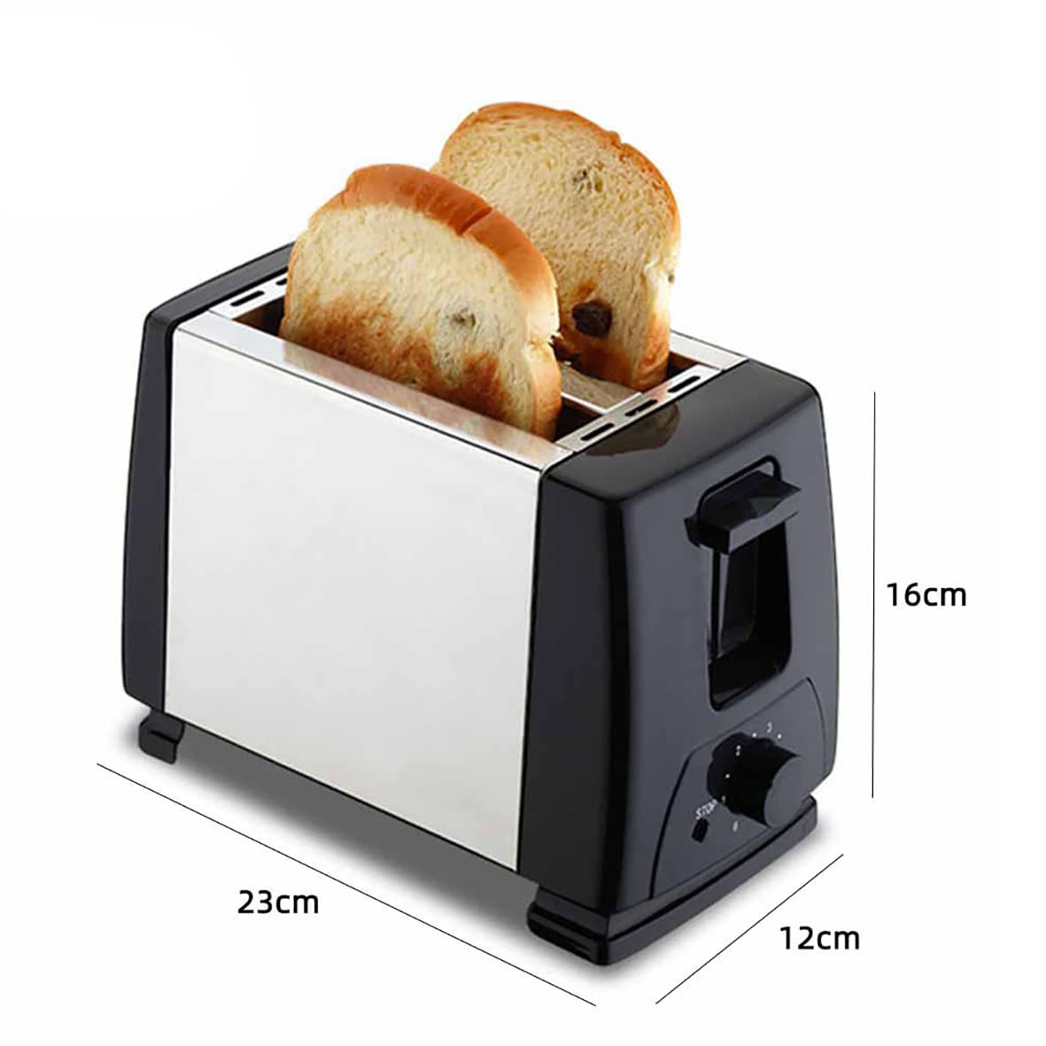 Stainless Steel 750W 2-Slice Toaster - Quick & Even Toasting for Bagels, Bread, Sandwiches - Perfect for Breakfast, Office, Dorm & Small Kitchens