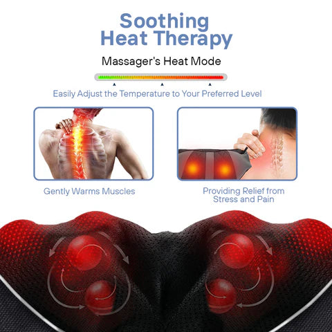 Siyaco Shiatsu Neck and Shoulder Massager with Heat - Deep Tissue Kneading for Pain Relief - Perfect for Home, Office, and Travel Use