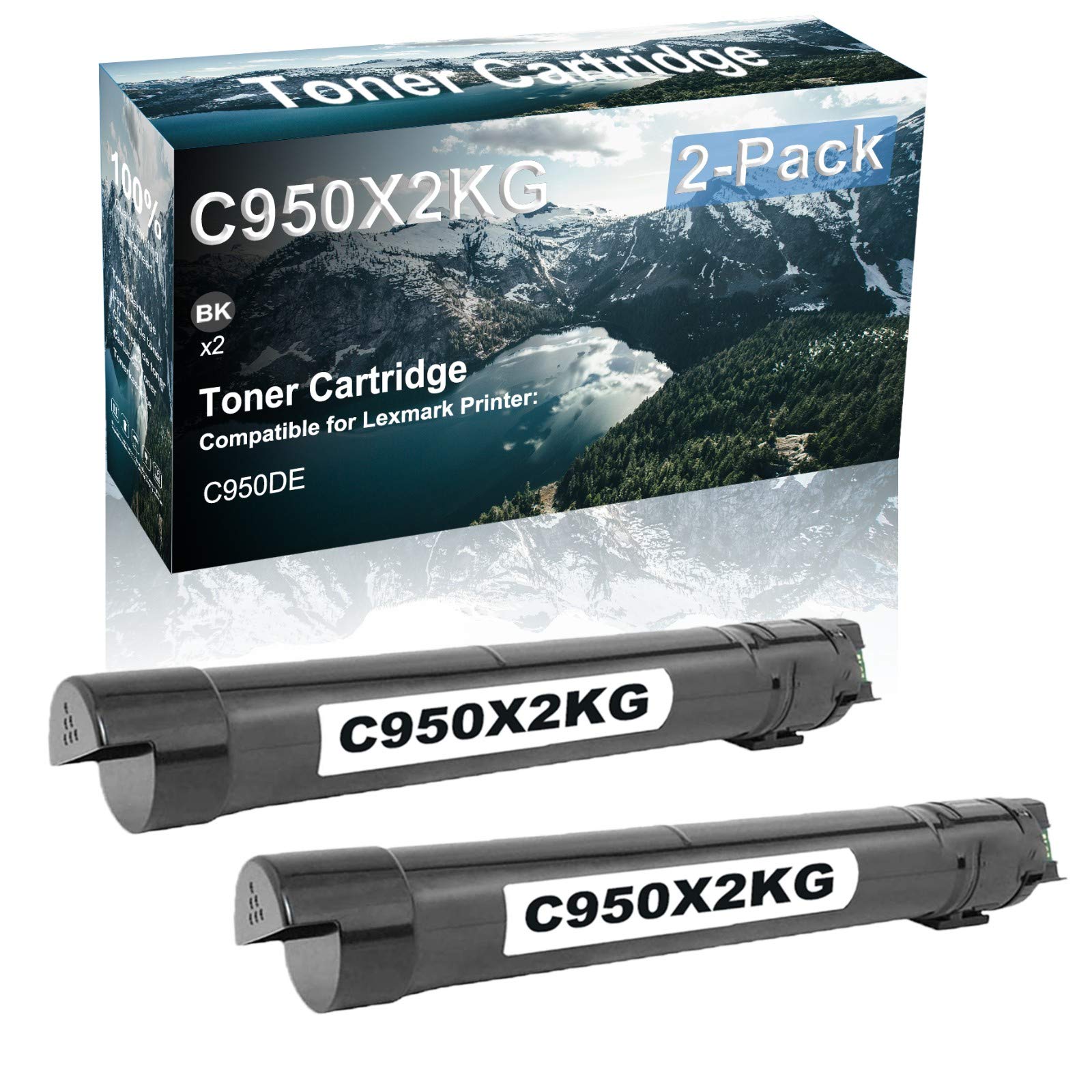 2 Pack Black High Yield C950X2KG Laser Printer Toner Cartridge - Compatible with C950DE Printer for Office & Home Printing Needs