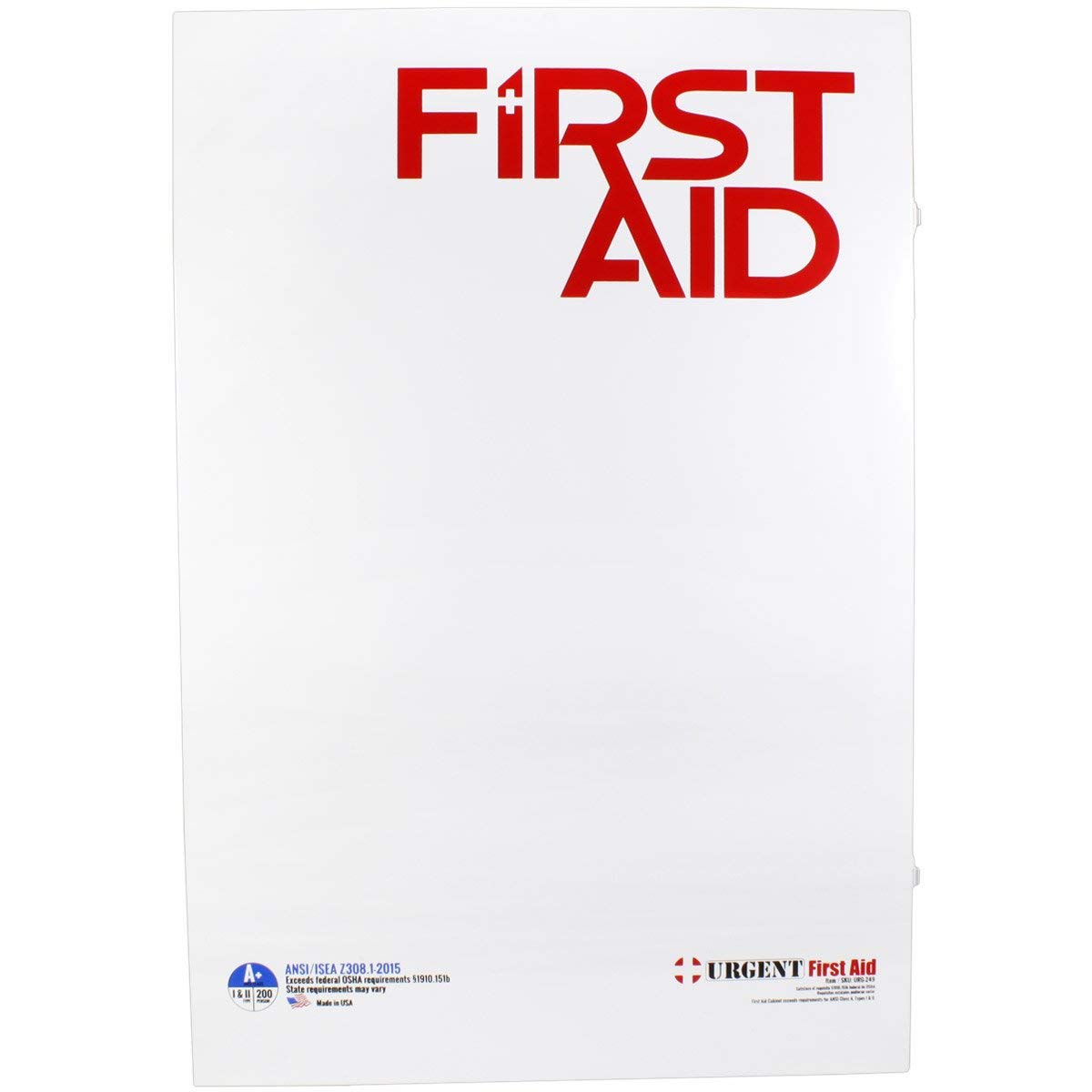 OSHA & ANSI Certified 5-Shelf Industrial First Aid Cabinet with Pocket Liner - 200 Person Capacity, 1890 Pieces, 2015 Class A+ Compliant (Types I & II) - Made in USA by Urgent First Aid™ - Ideal for Workplace Safety & Emergency Preparedness