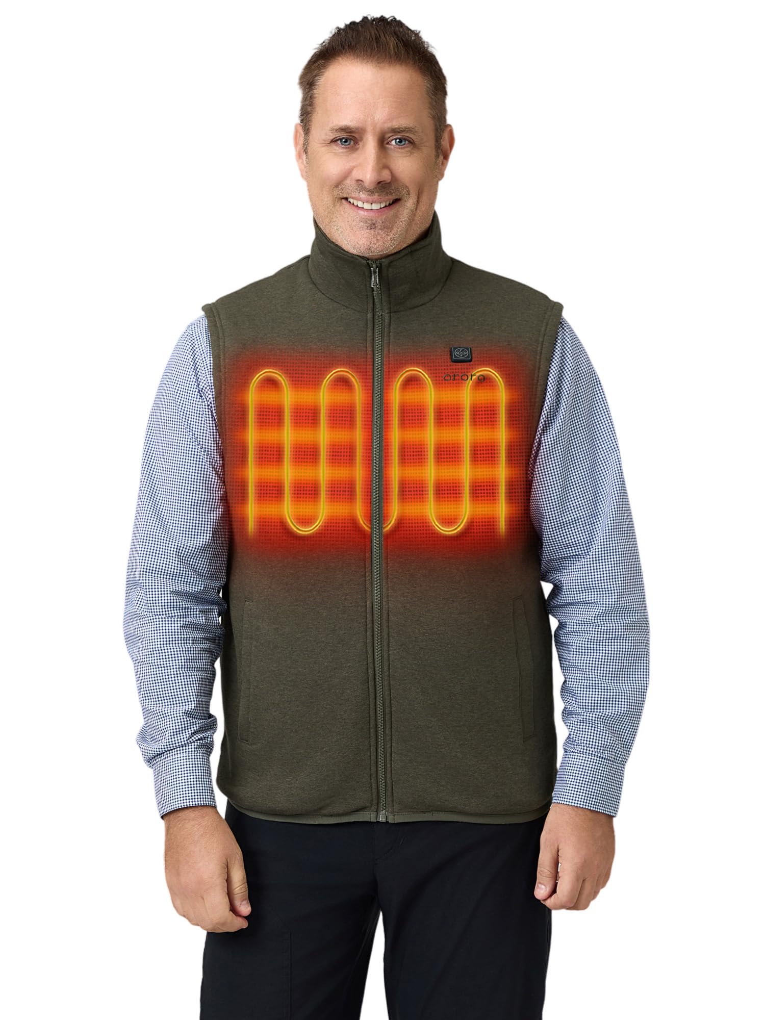 ORORO Men's Heated Vest with Rechargeable Battery - Lightweight Electric Fleece Jacket for Winter Outdoor Activities (Hiking, Camping, Fishing) - USB Powered Heating Vest (Charger Not Included)
