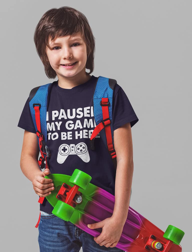 Kids Gamer T-Shirt - I Paused My Game to Be Here - Cool Gaming Gifts for Boys & Youth - Perfect for Gaming Parties, eSports Events & Birthday Presents