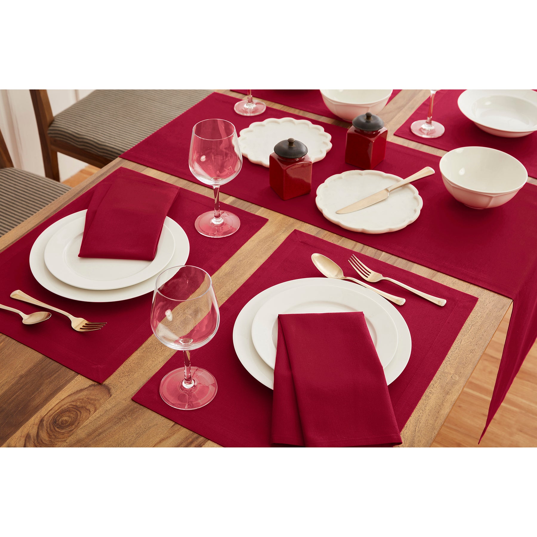 Premium Cotton Linen Placemats Set of 6 - Natural Woven Table Mats for Dining Room Decor - Elegant Place Settings for Dinner Parties & Everyday Use