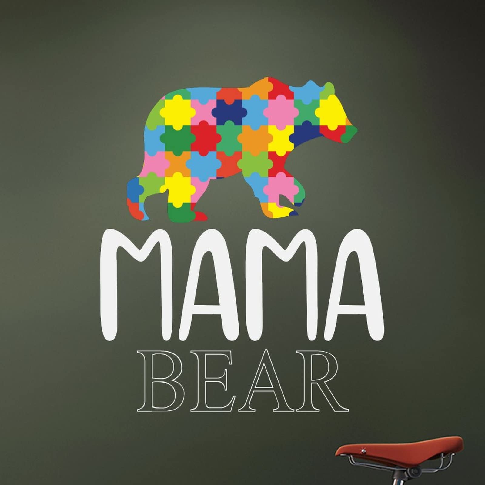 Autism Awareness Puzzle Piece Wall Decal Sticker - Vinyl Window & Wall Decor for Autism Awareness Day - Bedroom, Office, Classroom Decoration - Mama Bear Design