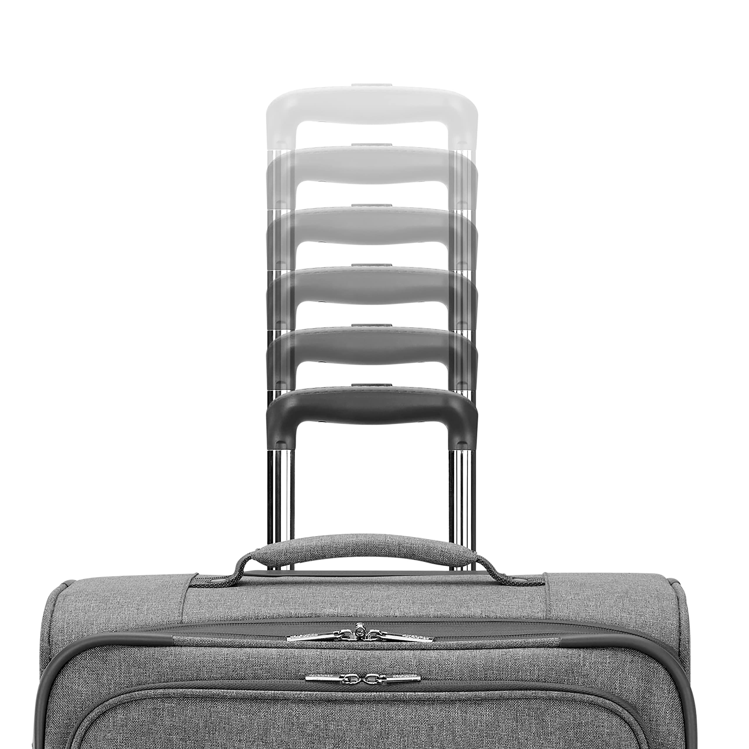 American Tourister Whim Softside Expandable Spinner Luggage Set - 2-Piece (Carry-On & Medium) Lightweight Suitcase with 360° Wheels, Grey - Perfect for Business Travel & Family Vacations