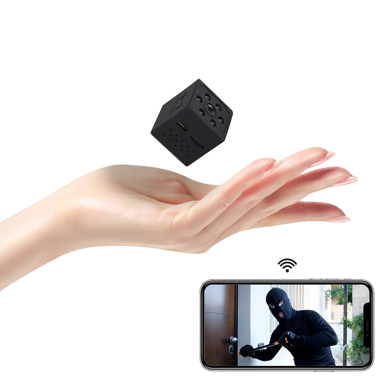 Chanarily 4K HD Mini Wireless Spy Camera - Small WiFi Nanny Cam with Phone App, Night Vision & Motion Detection | Portable Smart Security Camera for Home, Office, Baby Monitor, Pet Watching & Indoor Surveillance