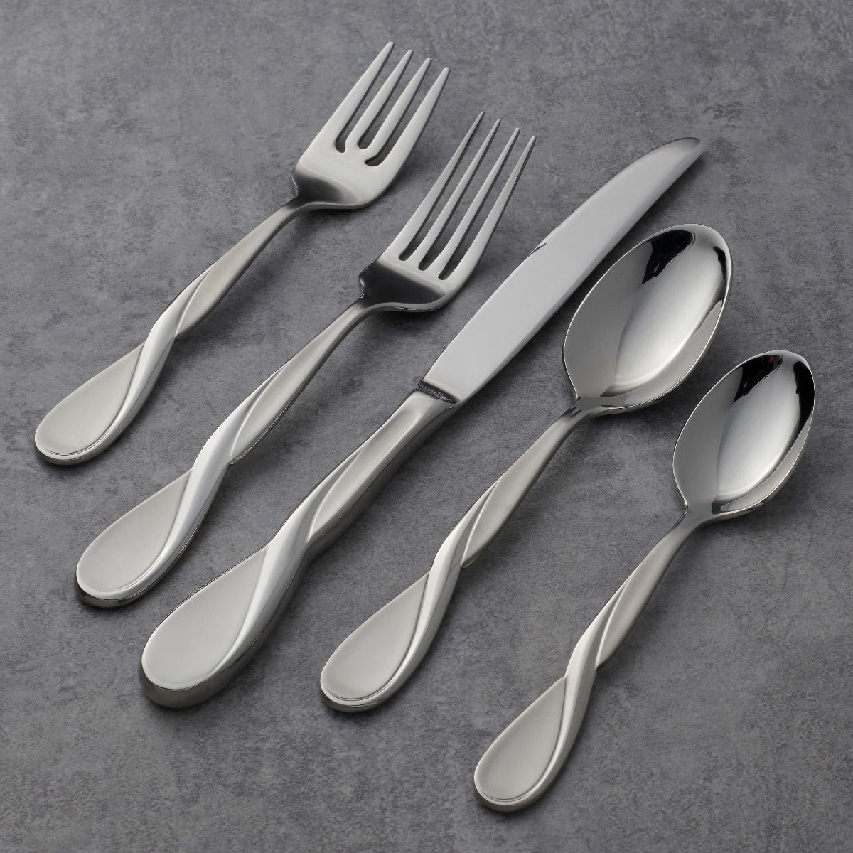 Aquarius Satin 5-Piece Dinnerware Set - Elegant Tableware for Formal Dining, Wedding & Special Occasions