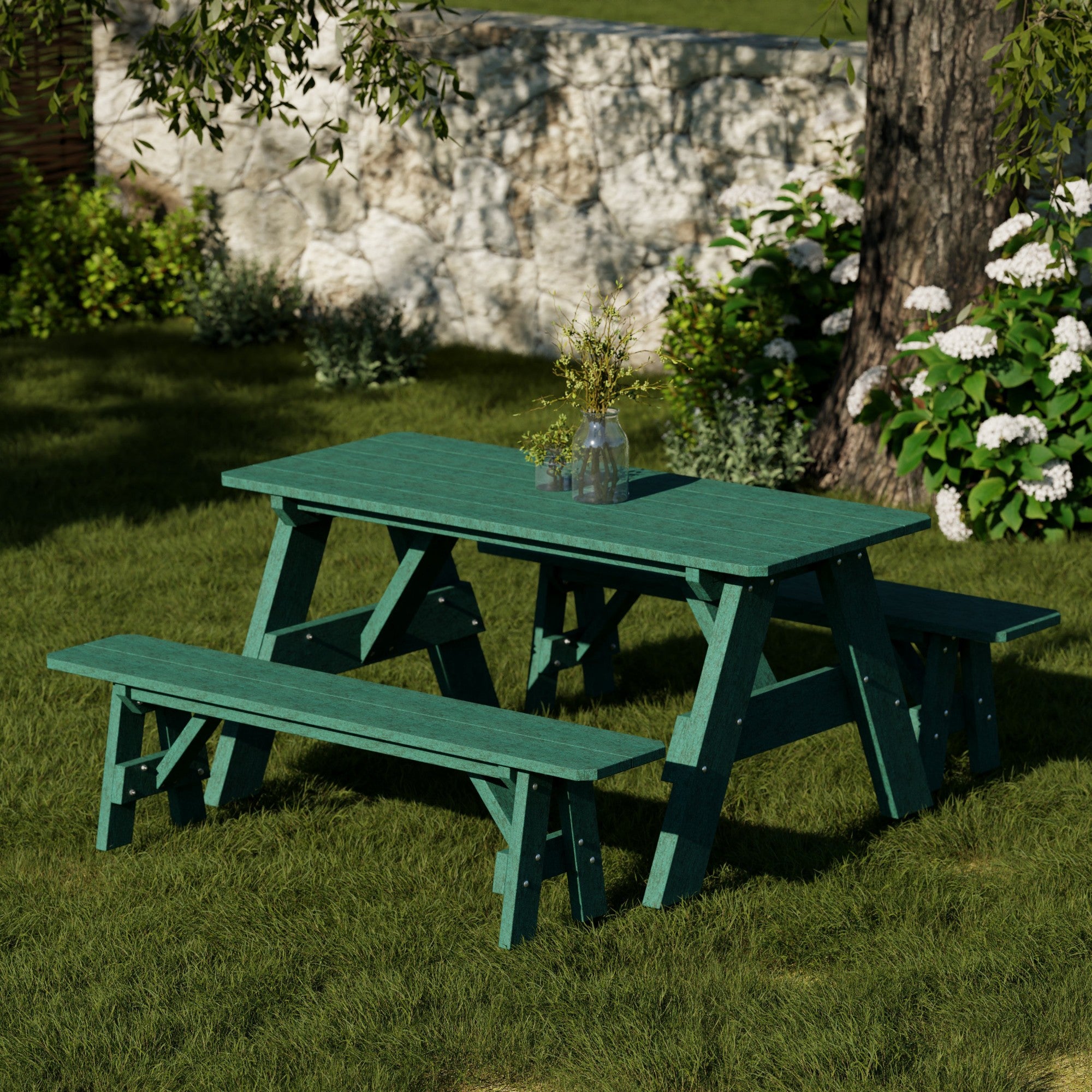 Heritage 72-Inch Outdoor Picnic Table with Detachable Benches - Perfect for Backyard BBQs, Camping & Family Gatherings