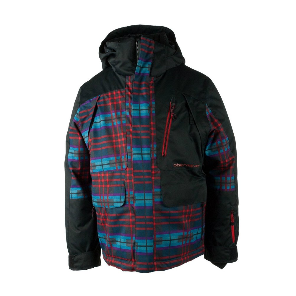 Obermeyer Kids Boys' Cast Jacket - Electric Wolf Plaid - Size SM (8 Big Kids) - Warm Winter Coat for Outdoor Activities & Snow Play