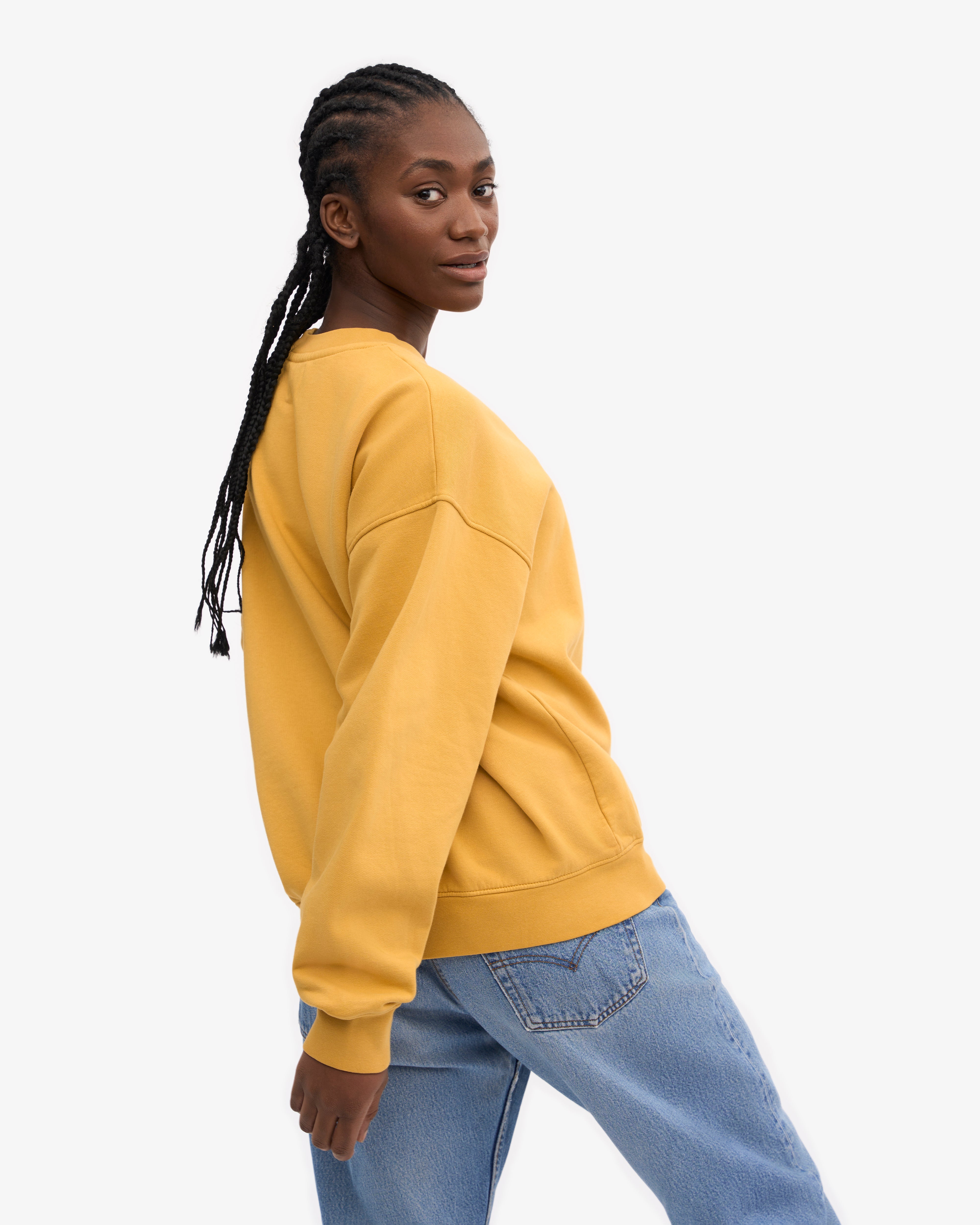 Organic Oversized Crewneck Sweatshirt - Soft & Comfortable Burned Yellow Pullover for Women | Perfect for Casual Wear, Lounge & Street Style