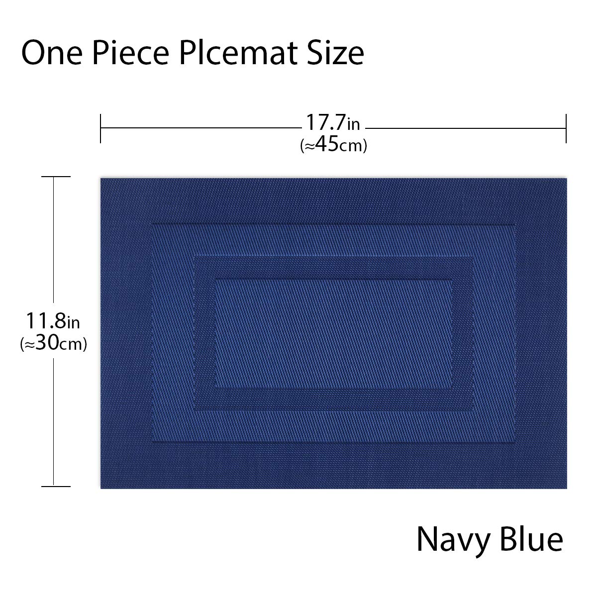 Washable Woven Vinyl Placemats Set of 6 - 18x12 Inches Navy Blue Plastic Table Mats for Dining Room, Kitchen, Party & Outdoor Use - Durable, Easy to Clean & Non-Slip