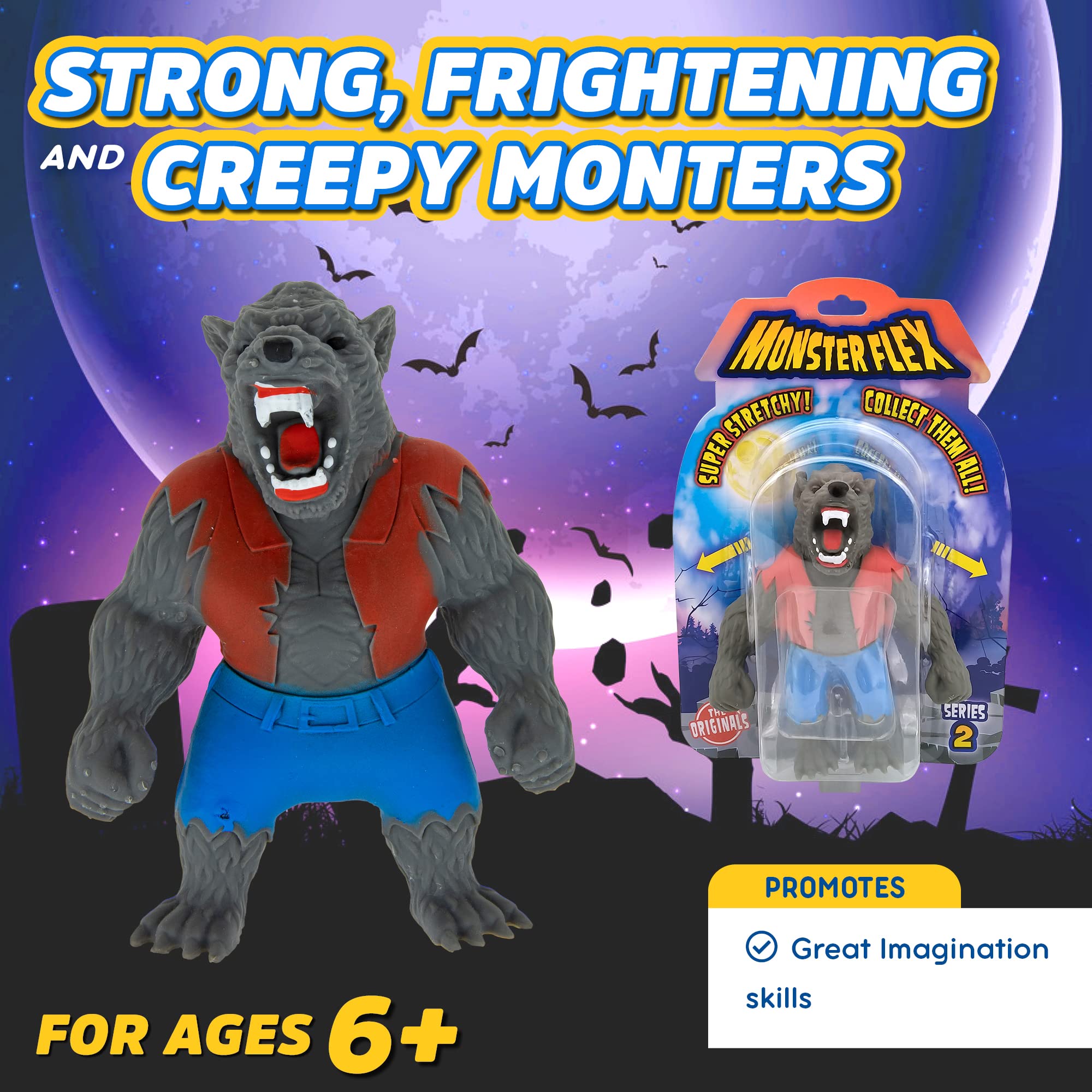 Monster Flex Stretchy Toys for Kids - 14 Unique Spooky Stretch Monsters Sensory Fidget Stress Relief Toys for Boys & Girls | Perfect for Birthday Gifts, Party Favors, Classroom Rewards & Anxiety Relief | Series 2 Reptile Man Edition
