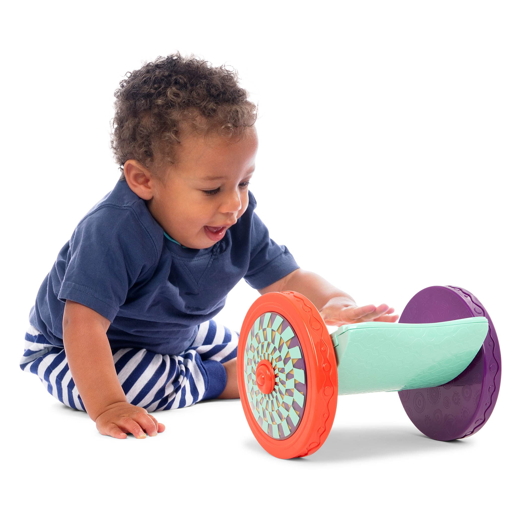 B. Toys Baby Mirror with Rolling Sensory Wheels - Interactive Tummy Time & Crawling Toy for Infants 0+ Months - Early Learning Developmental Toy for Sensory Play, Motor Skills & Baby Exploration