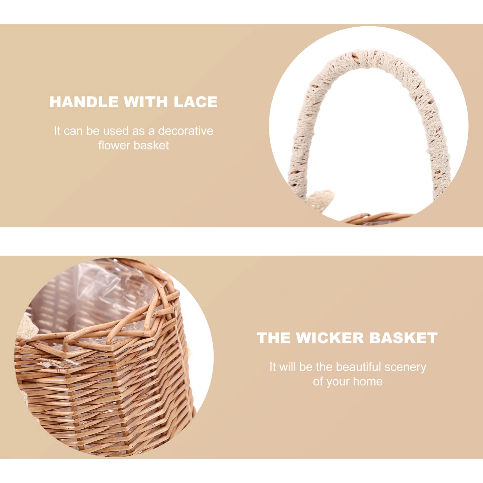 Handwoven Wicker Rattan Basket with Handle & Plastic Insert - Easter Egg Candy Basket for Girls, Home Decor, Storage & Organizer | Perfect for Easter Gifts, Party Favors & Room Decoration
