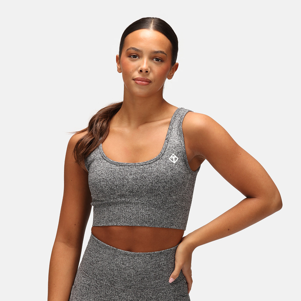 Charcoal Ribbed Seamless Bra for Women - Comfortable Wirefree Bralette for Everyday Wear, Yoga & Lounge