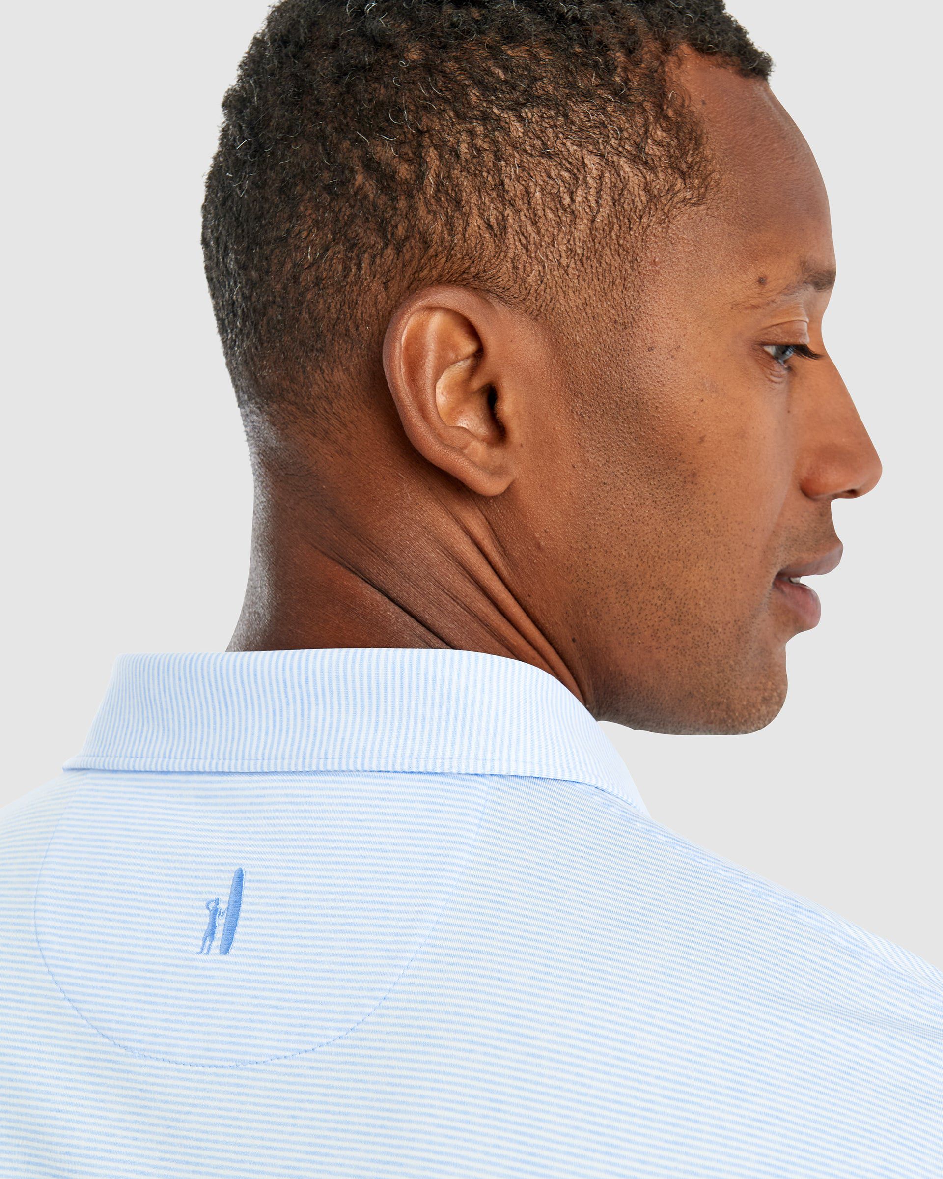 Custom Johnnie O Men's Lyndon Striped Polo Shirt - JMPO2010 Gulf Blue | Casual Summer Wear for Golf, Yachting & Outdoor Activities