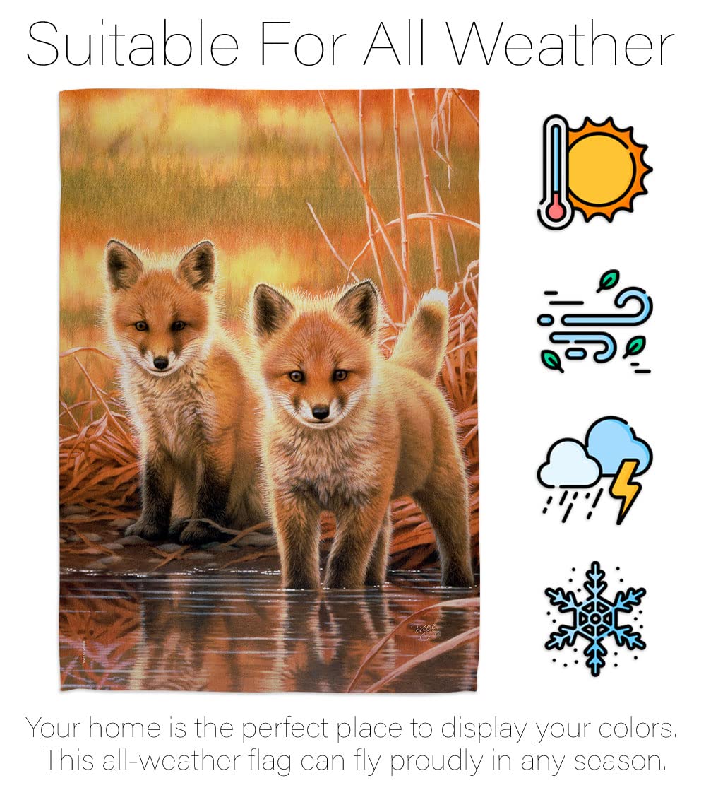 Foxes Nature Wildlife Decorative Vertical House Flag Set - 28