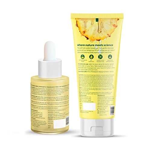 Prime Craft THE PLANT FIX 3% Tranexamic Acid Brightening Serum (30ml) & Pineapple Foaming Cleanser (100ml) - Dark Spot Corrector, Even Skin Tone, Hyperpigmentation Treatment | For Glowing Complexion, Daily Skincare Routine, Morning & Night Use