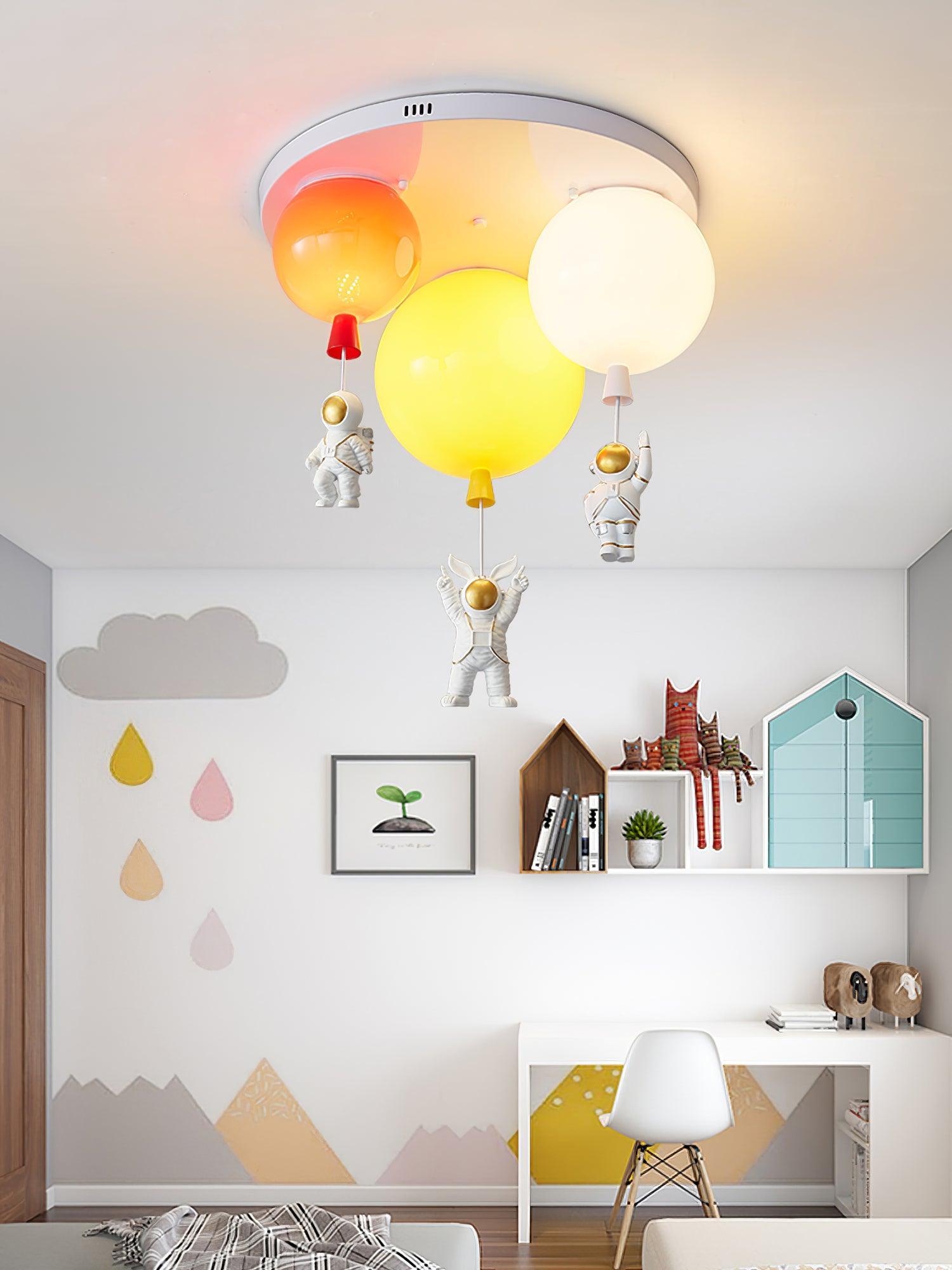 Astronaut Glossy Balloon Ceiling Lamp - Space Themed LED Night Light for Kids Room & Nursery Decor - Perfect for Bedroom, Playroom, and Birthday Party Decorations