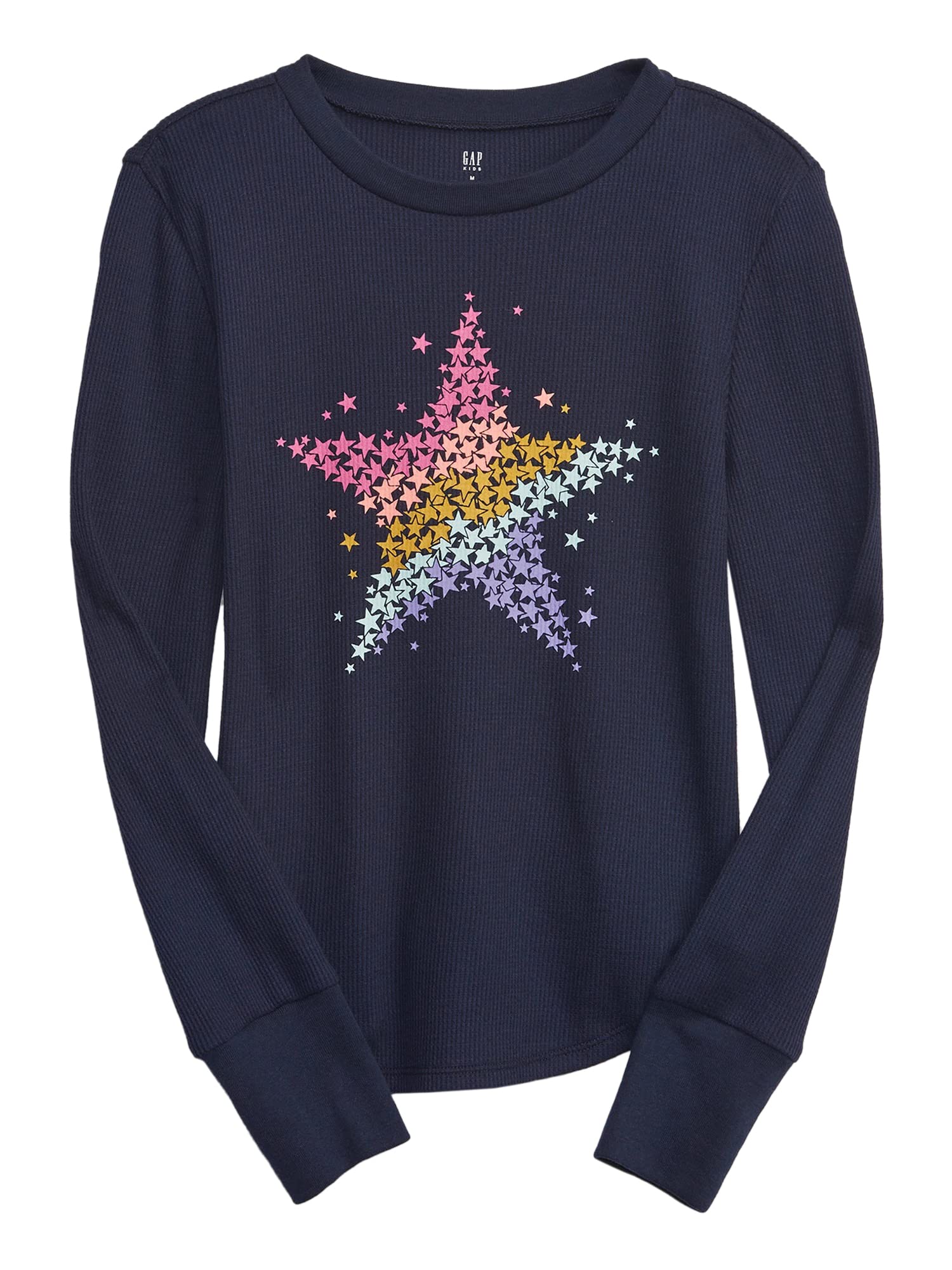 GAP Girls' Long Sleeve Waffle Knit Crewneck Top - Soft & Comfortable Casual Shirt for School, Playdates & Everyday Wear