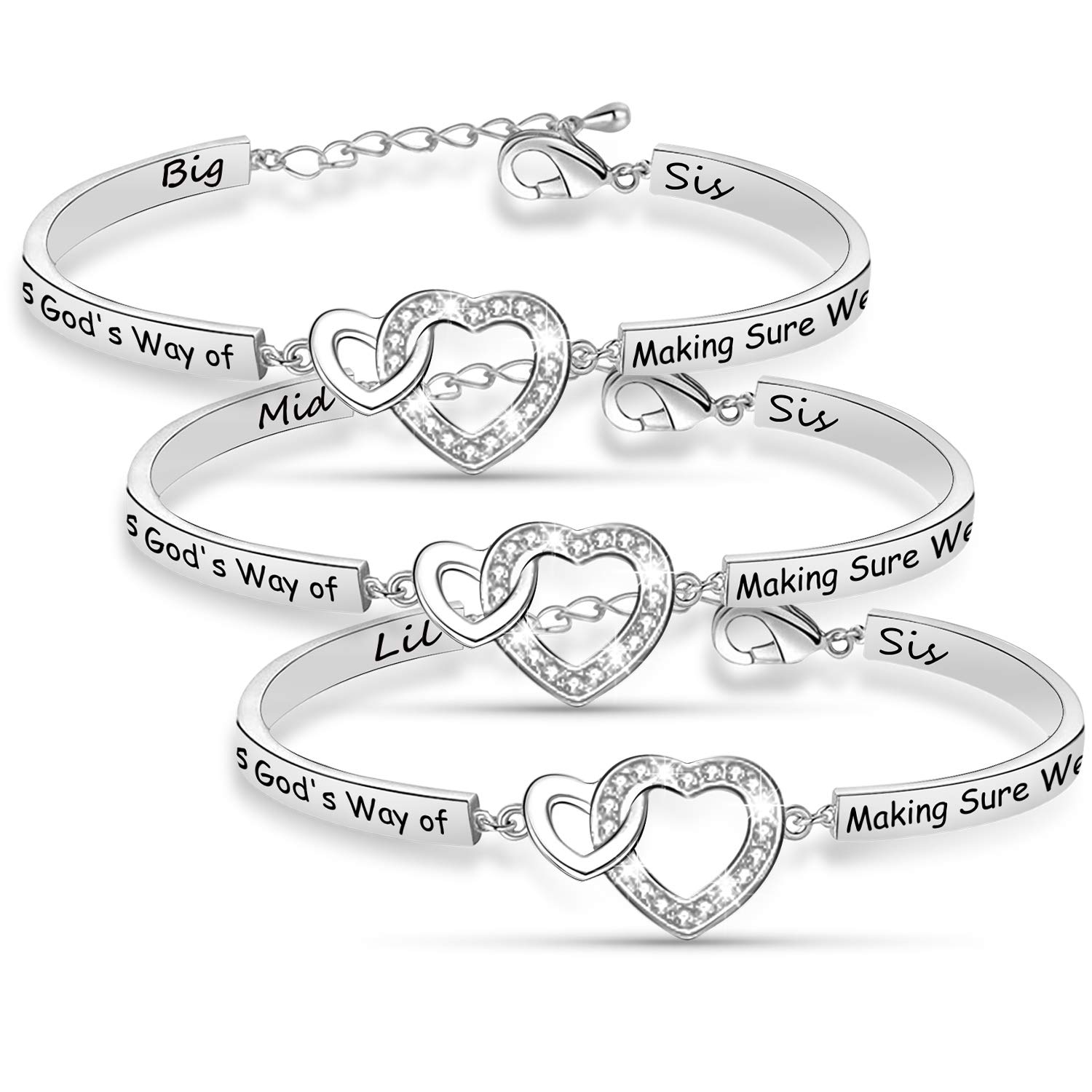 3 Sister Bracelet Set - Best Friend Jewelry Gift for Sisters | HBR-SisGodWay