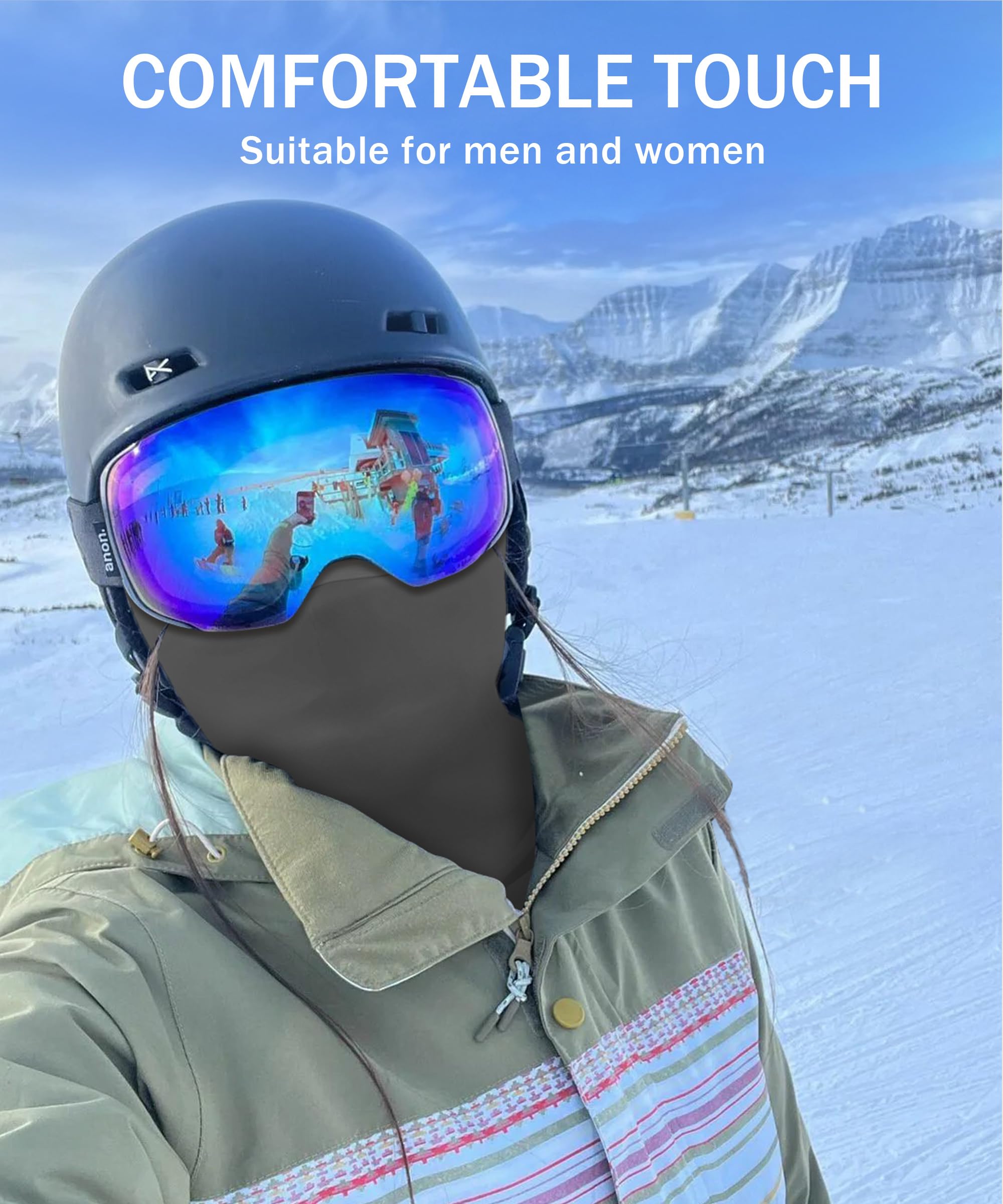 Breathable Stretchable Balaclava Face Mask for Men & Women - Winter Ski Mask for Cold Weather, Motorcycle Riding, Snowboarding & Outdoor Activities (Grey)