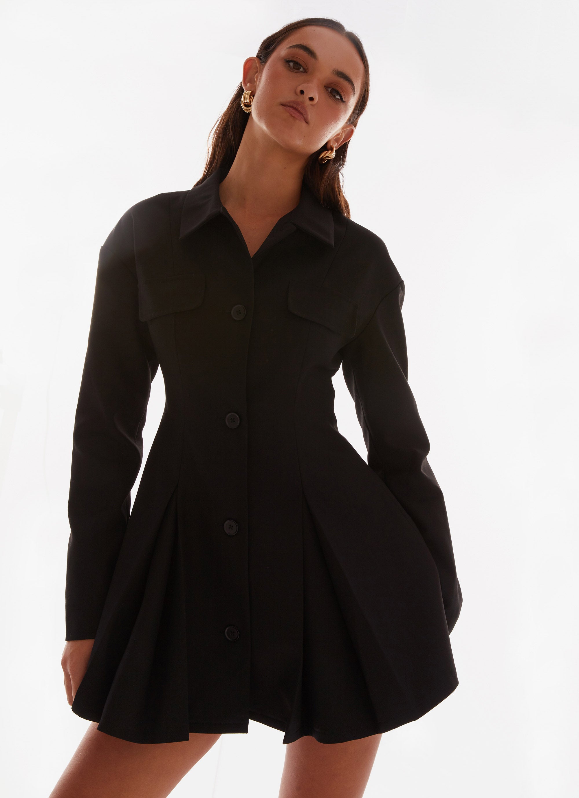Emilia Collared Mini Dress - Elegant Black Party Dress for Women | Perfect for Cocktail Parties, Date Nights & Special Occasions