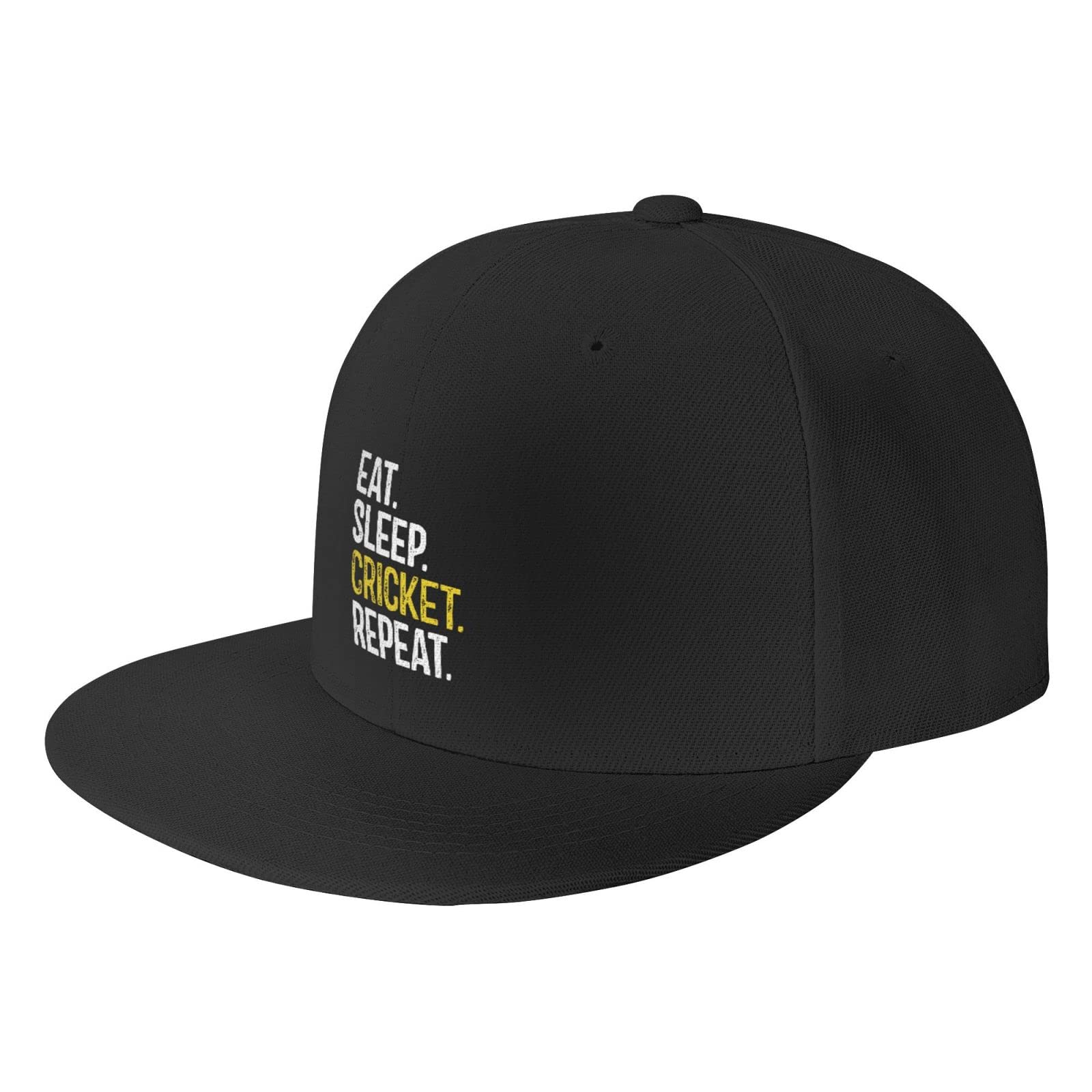 Vontako Cricket Repeat Trucker Hat - Men's Snapback Baseball Cap with Flat Bill, Adjustable Dad Hat in Black for Outdoor Sports & Casual Wear