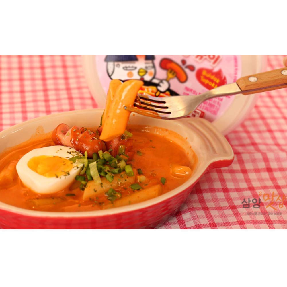Samyang Carbo Buldak Spicy Roast Chicken Flavor Tteokbokki Rice Cakes (1 Pack) – Korean Instant Rice Cake Snack for Spicy Food Lovers, Perfect for Quick Meals, Late Night Snacks, and K-Drama Bingeing