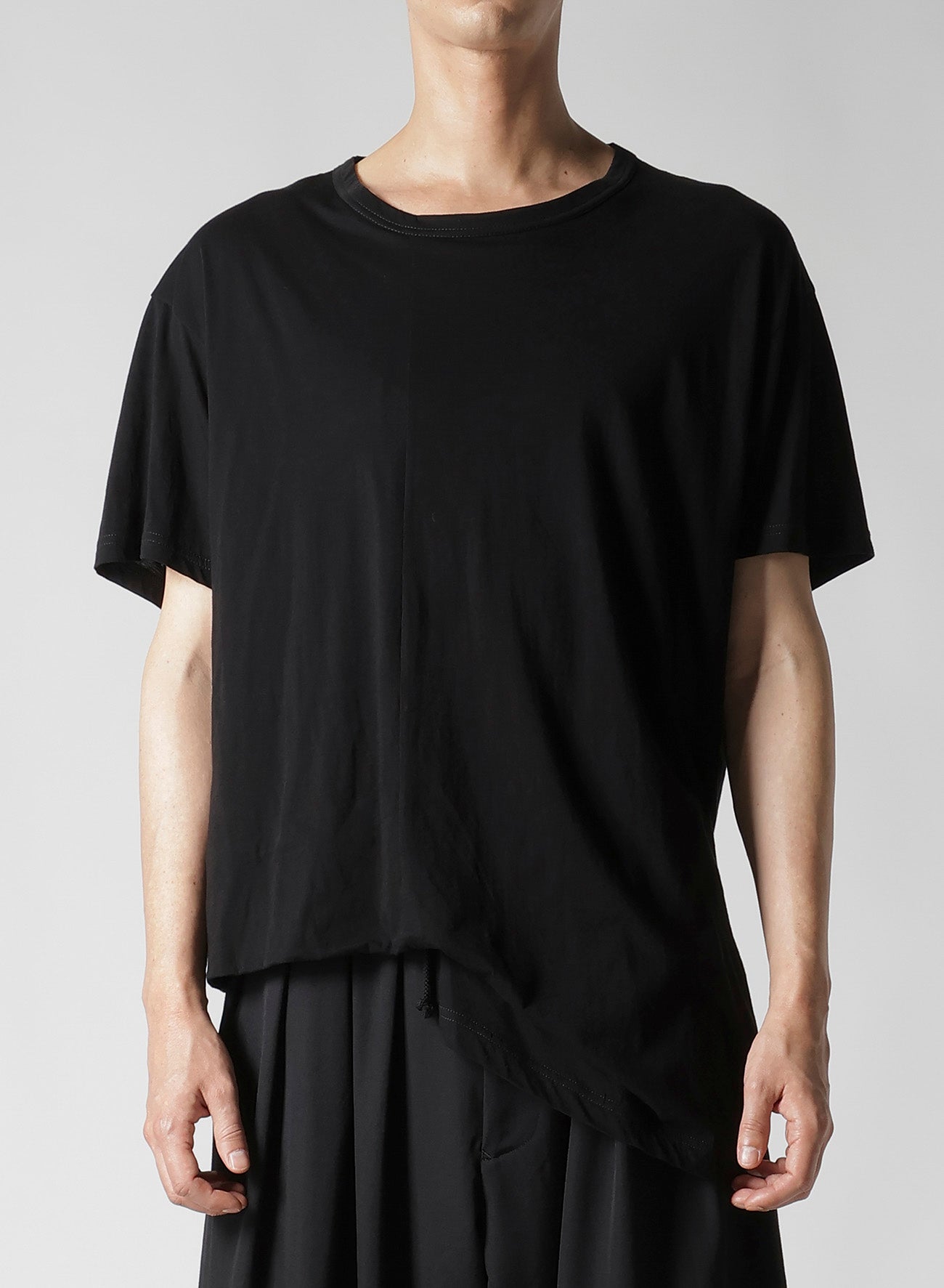 Diorama Jersey Asymmetry Hem Short Sleeve T-Shirt - Women's Fashion Casual Top for Summer & Everyday Wear