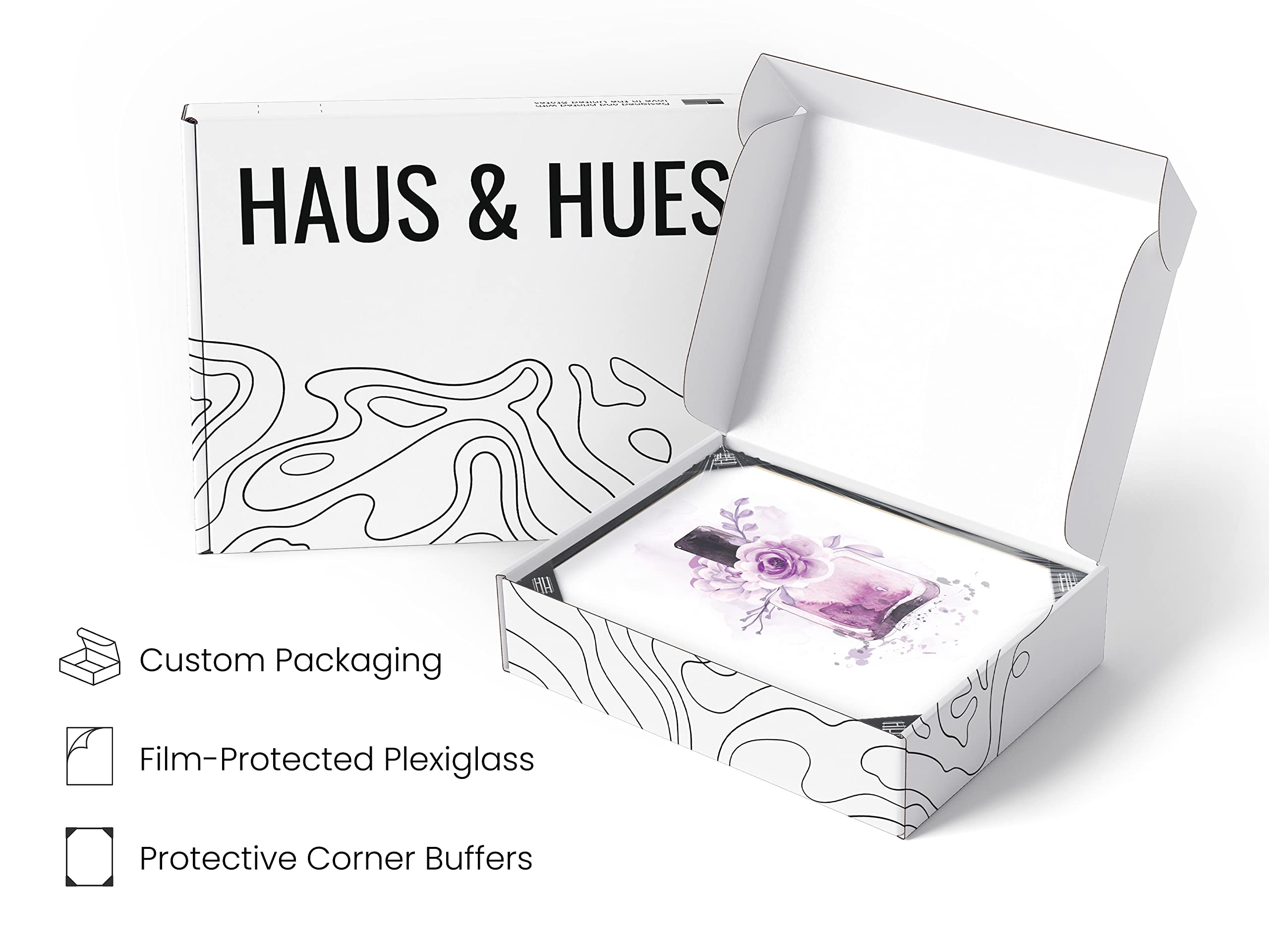 HAUS AND HUES Fashion Wall Art Set of 3 - Purple Wall Decor for Bedroom, Designer Wall Art, Glam Wall Posters with Black Frame (16x20) - Perfect for Home Decor, Living Room, Office & Gift Giving
