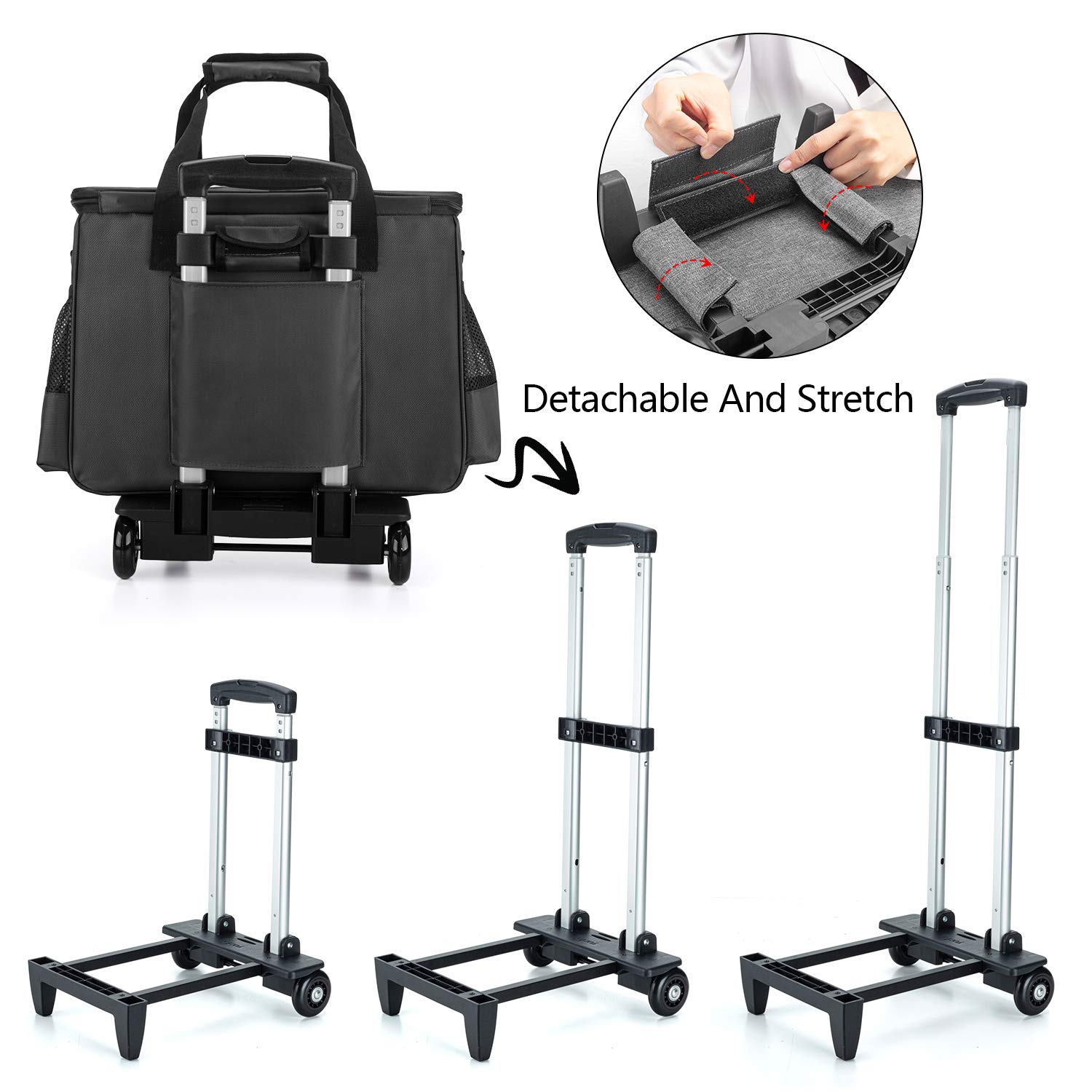 Luxja Rolling Sewing Machine Trolley Bag with Removable Pad - Portable Sewing Machine Case with Wheels for Singer, Brother & Janome - Perfect for Quilting, Crafting & Sewing Classes - Black Storage Organizer for Needles, Threads & Accessories