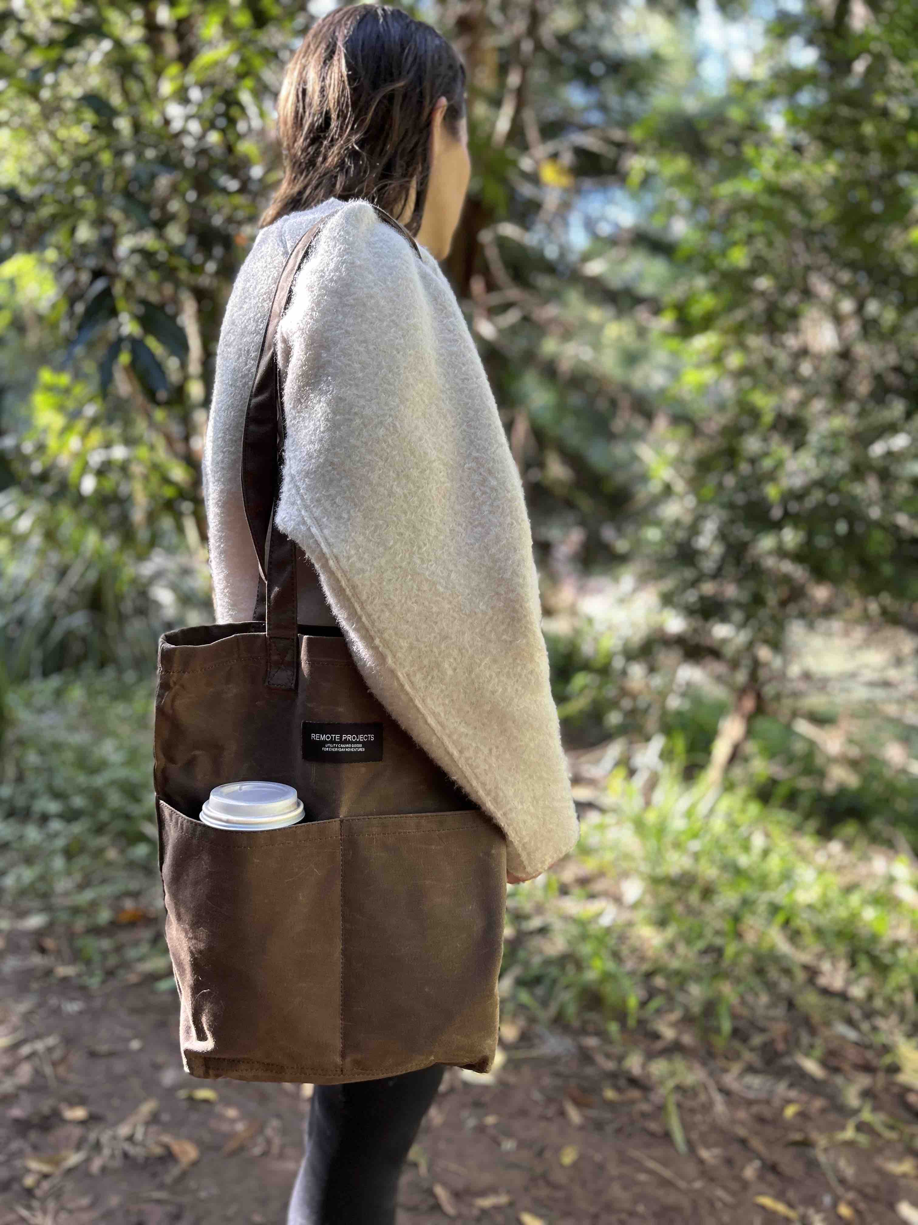 EASY TOTE IRONBARK - Durable Canvas Shopping Bag with Leather Handles for Groceries, Beach Trips & Daily Use