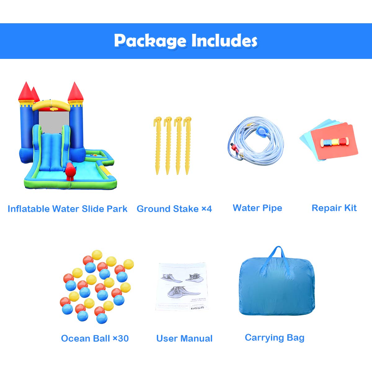 **BOUNTECH Inflatable Water Slide for Kids - Bounce House with Ball Pit, Splash Pool & Wet/Dry Play - Outdoor Backyard Party Fun for Boys & Girls - Perfect for Birthday Gifts, Summer Play & Family Gatherings**