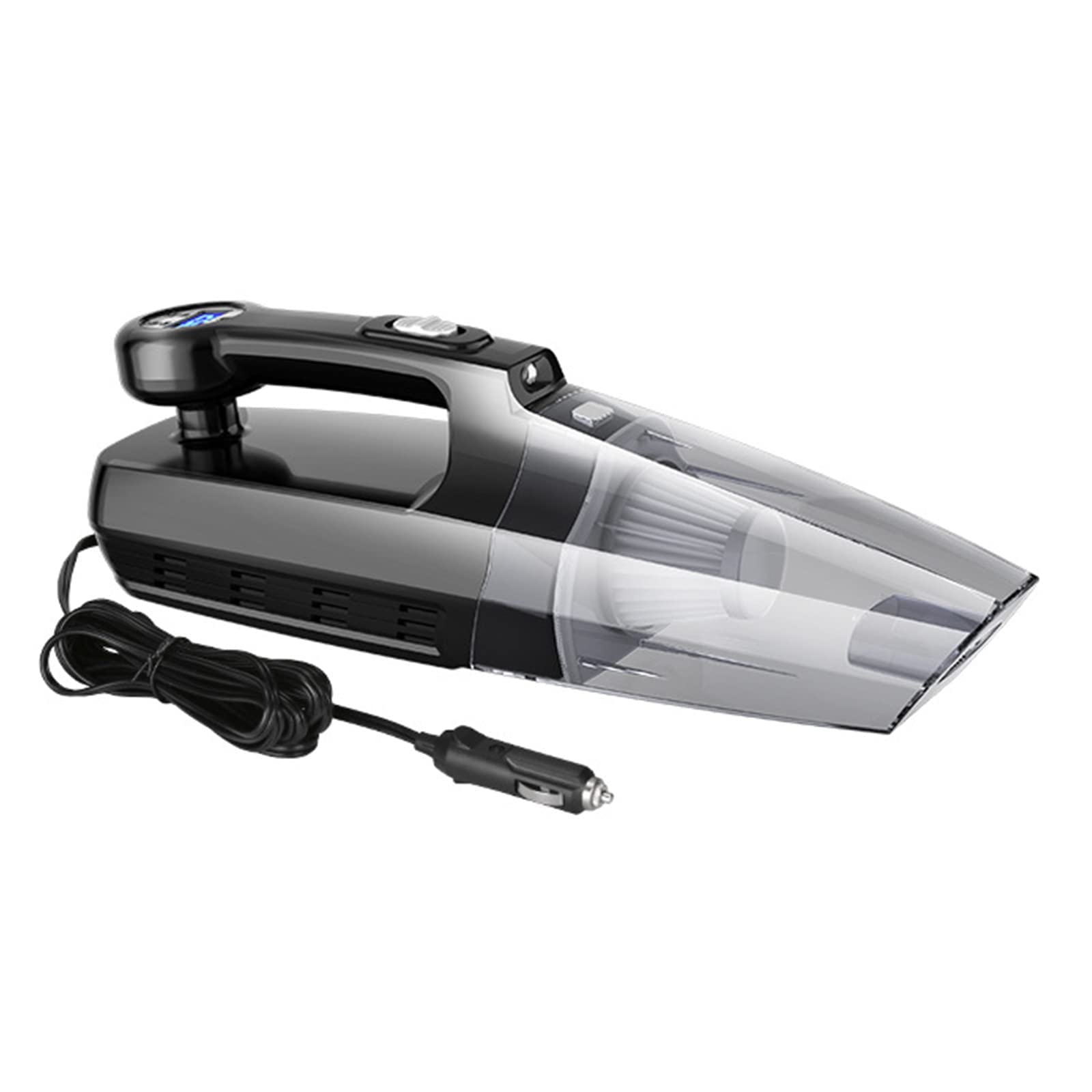 Powerful Handheld Car Vacuum Cleaner with Inflator - Compact & Large Suction Mini Vacuum for Cars, Home, Office - Digital Display & Wired Power - Perfect for Car Detailing, Home Cleaning & Quick Inflations