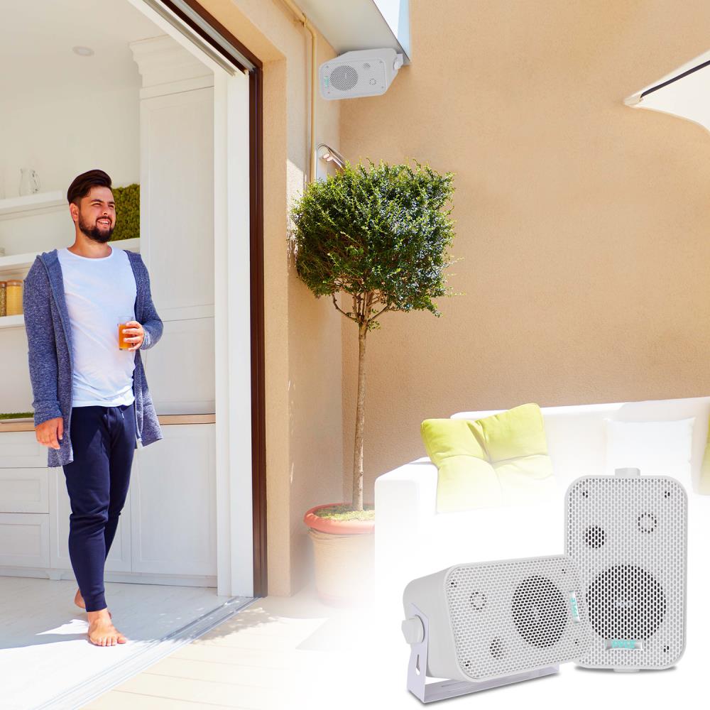 3.5'' Indoor/Outdoor Wall Mount Speakers - Weatherproof Stereo Sound System for Home Theater, Patio, Garden & Pool Area - Perfect for Surround Sound & Background Music