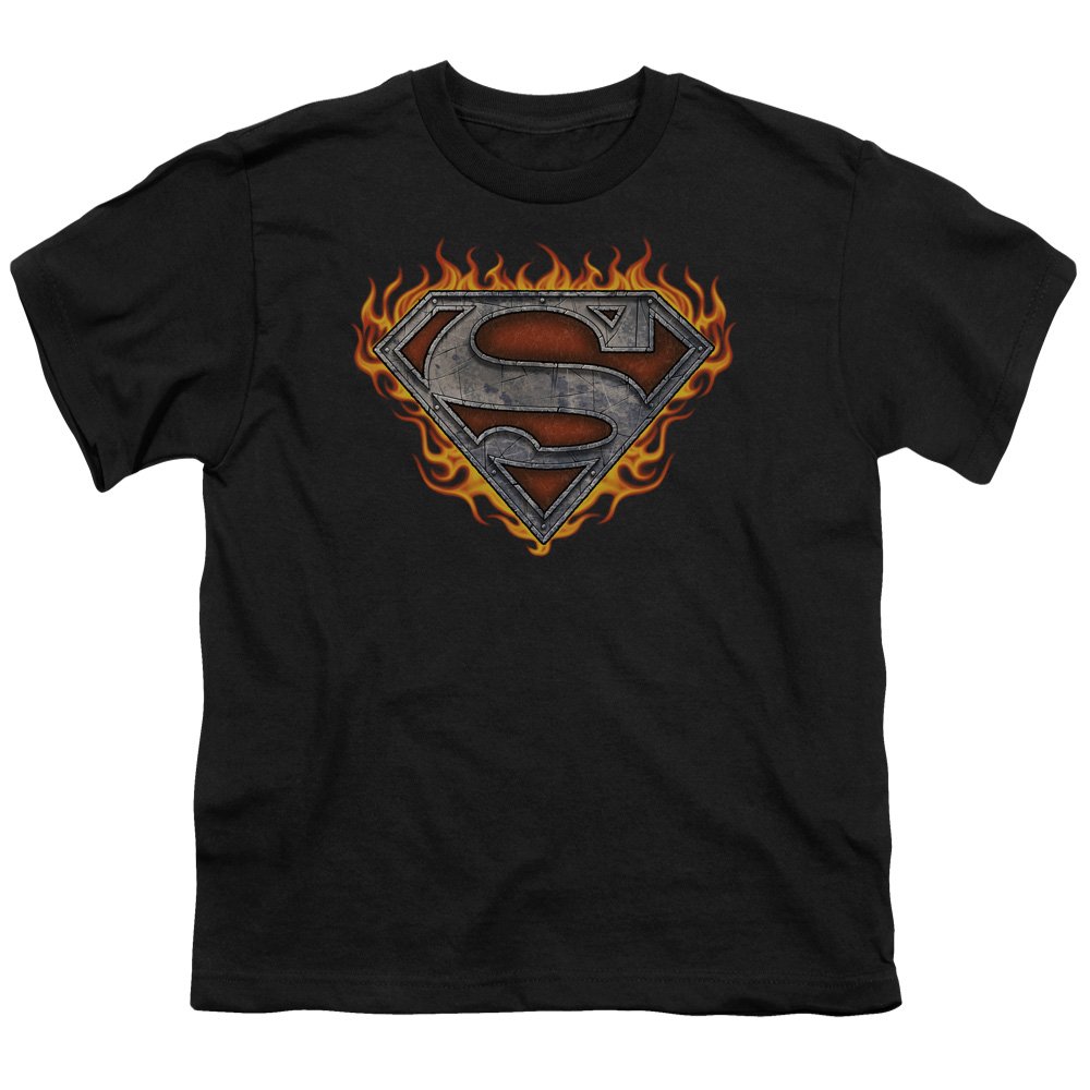 Superman Iron Fire Shield Unisex Youth T-Shirt - Cool Graphic Tee for Kids & Teens - Perfect for School, Parties & Superhero Costumes
