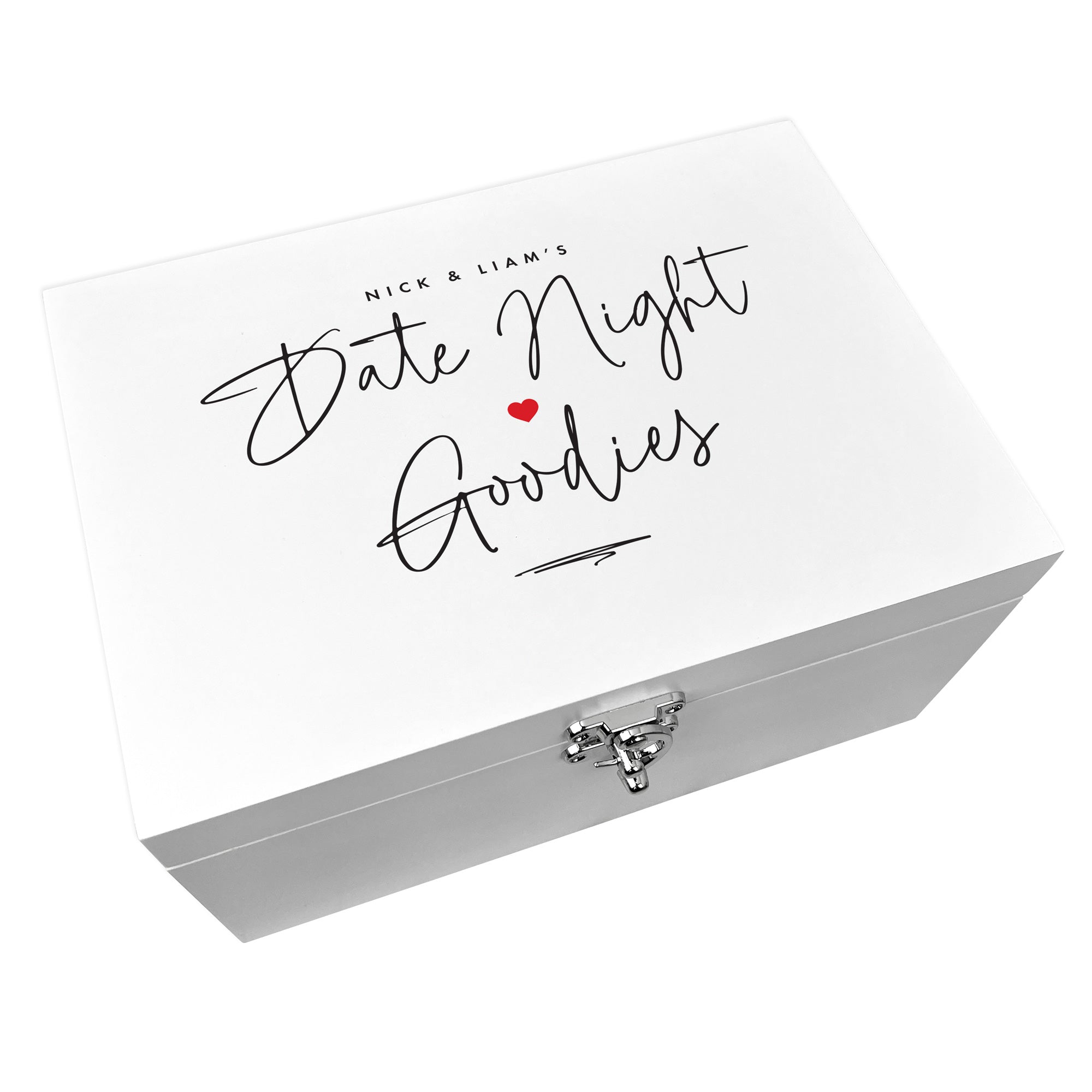 Personalized White Couples Date Night Gift Box - 3 Sizes (22cm, 27cm, 30cm) - Romantic Anniversary, Valentine's Day & Special Occasion Present