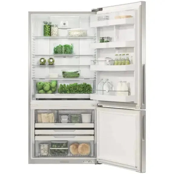 Fisher & Paykel 494L Bottom Mount Refrigerator - Stainless Steel | Energy Efficient French Door Fridge for Modern Kitchen & Open Plan Living